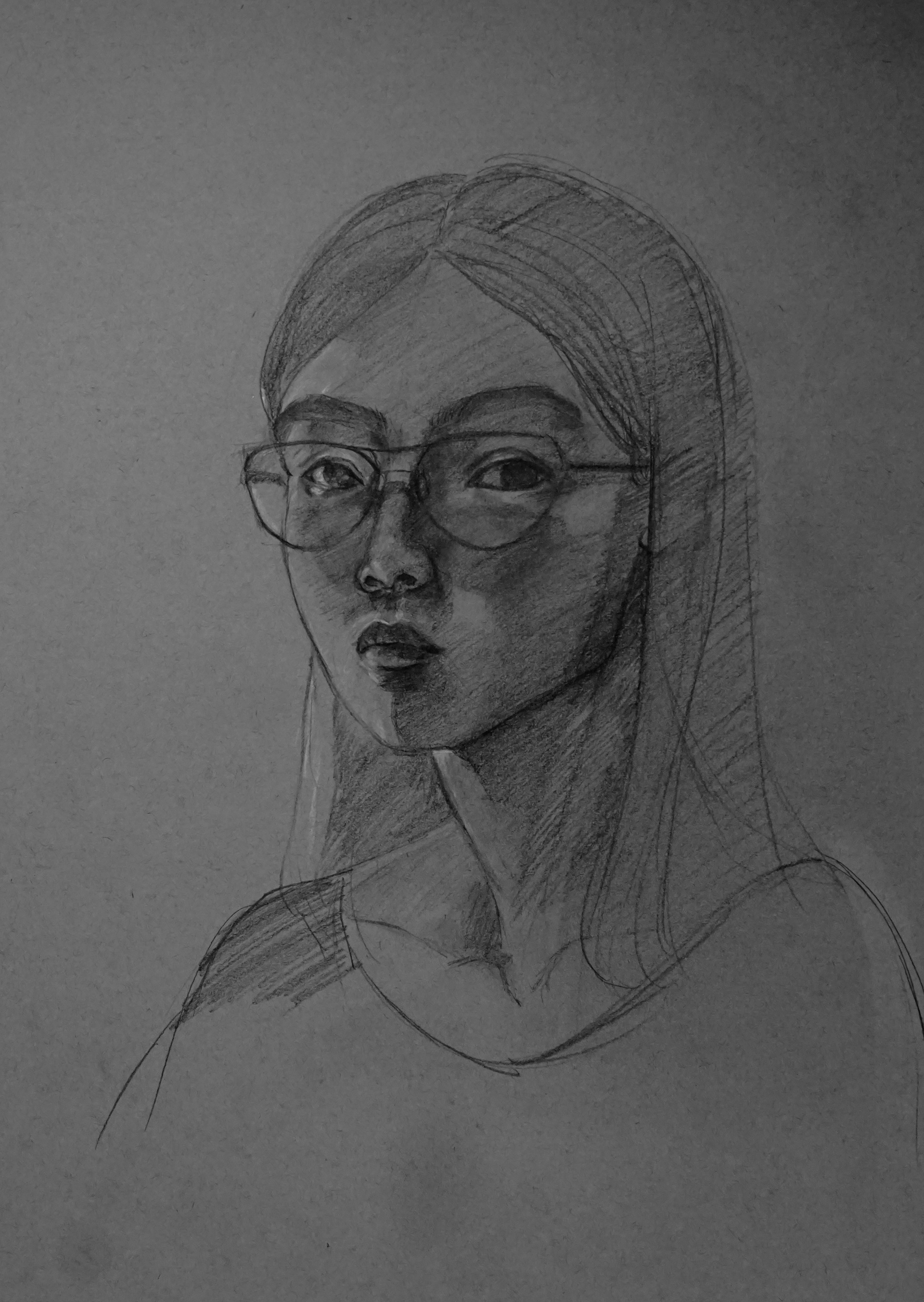 Self-Portrait (2021) Graphite & Charcoal on Toned Paper 18"x24"
