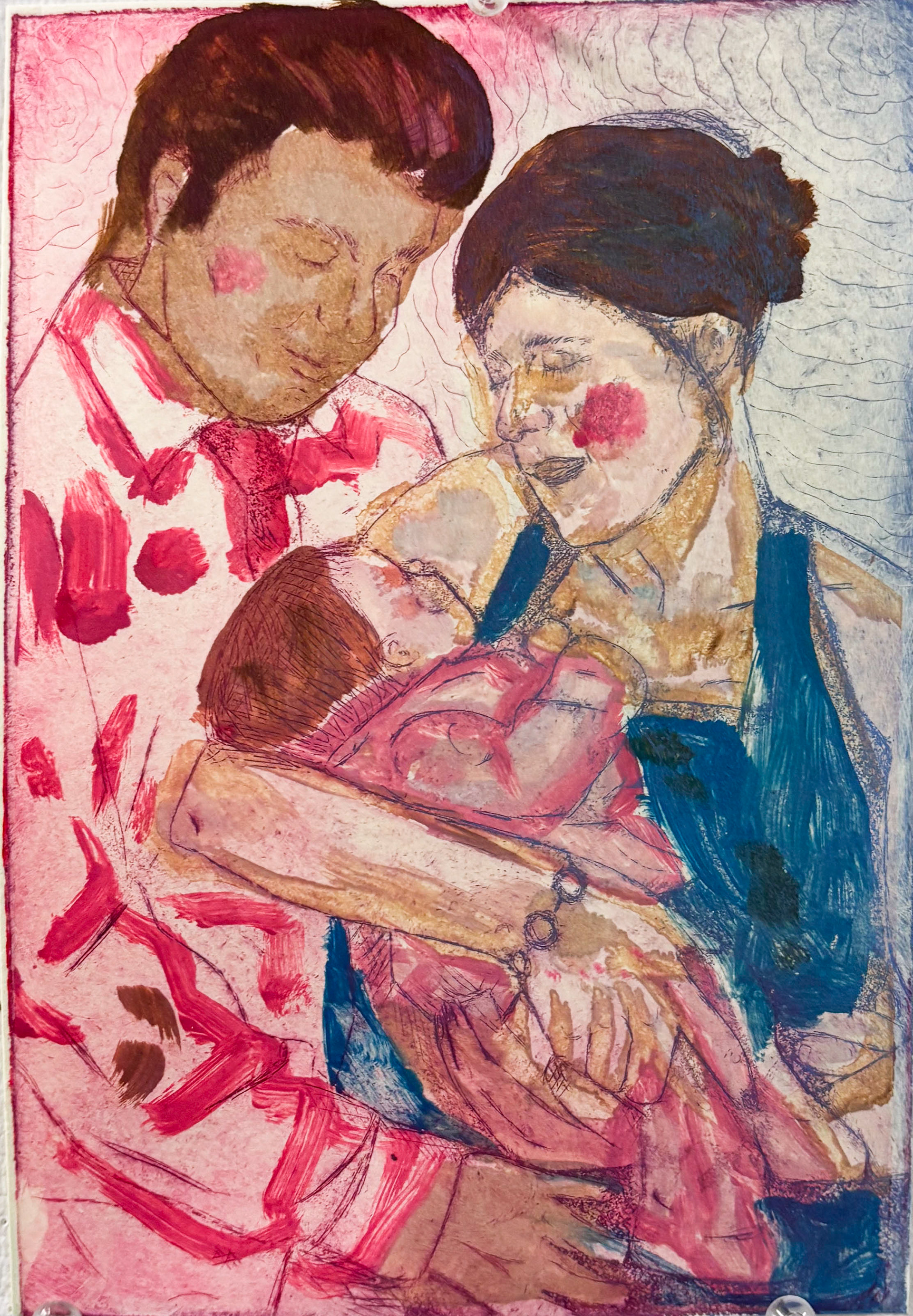 "Father, Mother, Daughter" 2025, Intaglio and Monotype