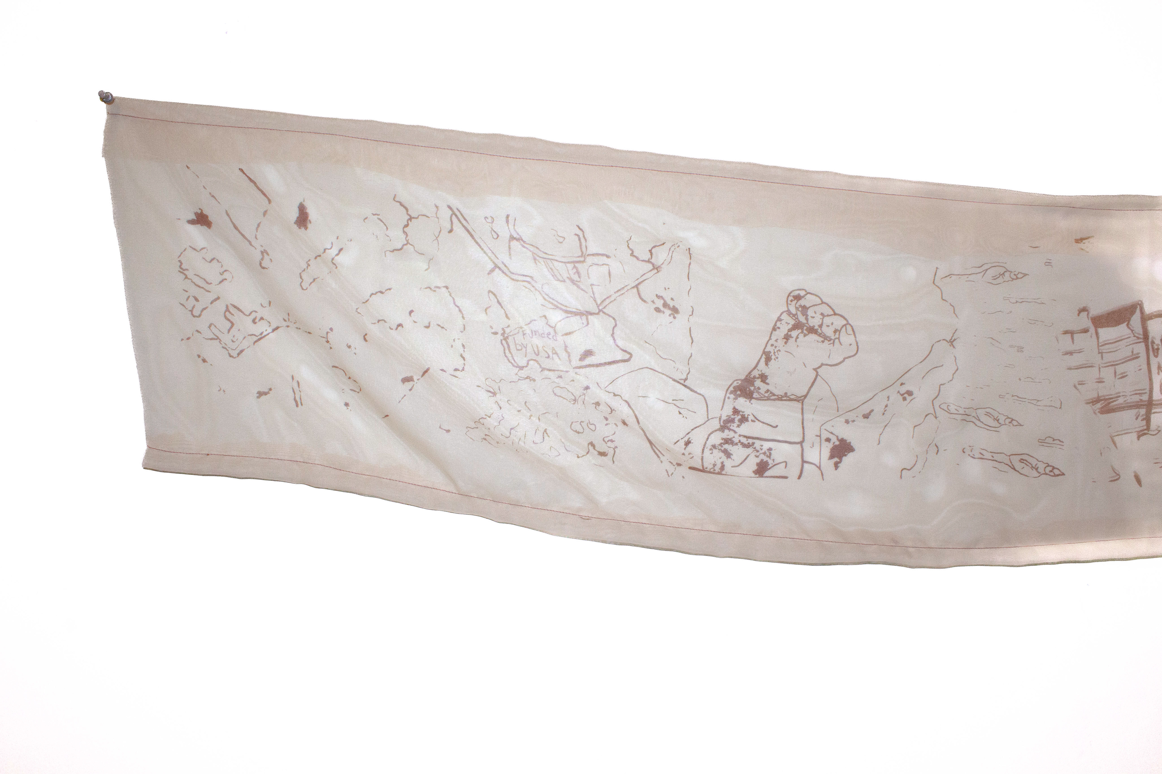 "Palestine Scroll"  2024, Screenprinting On Fabric