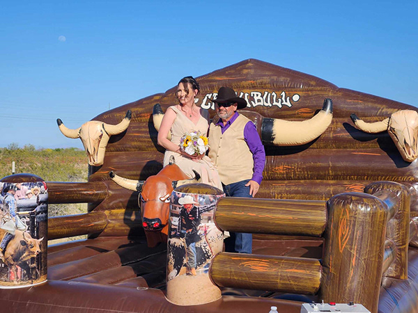 Mechanical Bull Setup in Backyard