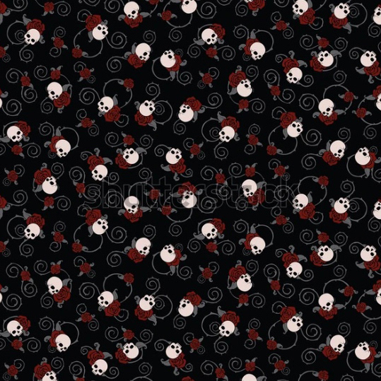 SEAMLESS SKULLS, RED ROSES AND THORNS