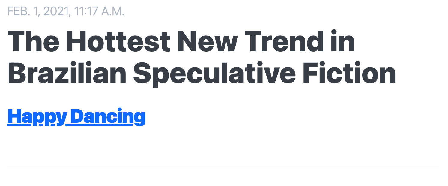 Newsletter da escritora estadunidense Charlie Jane Anders, vencedora de prêmios como o Hugo Award e Nebula 