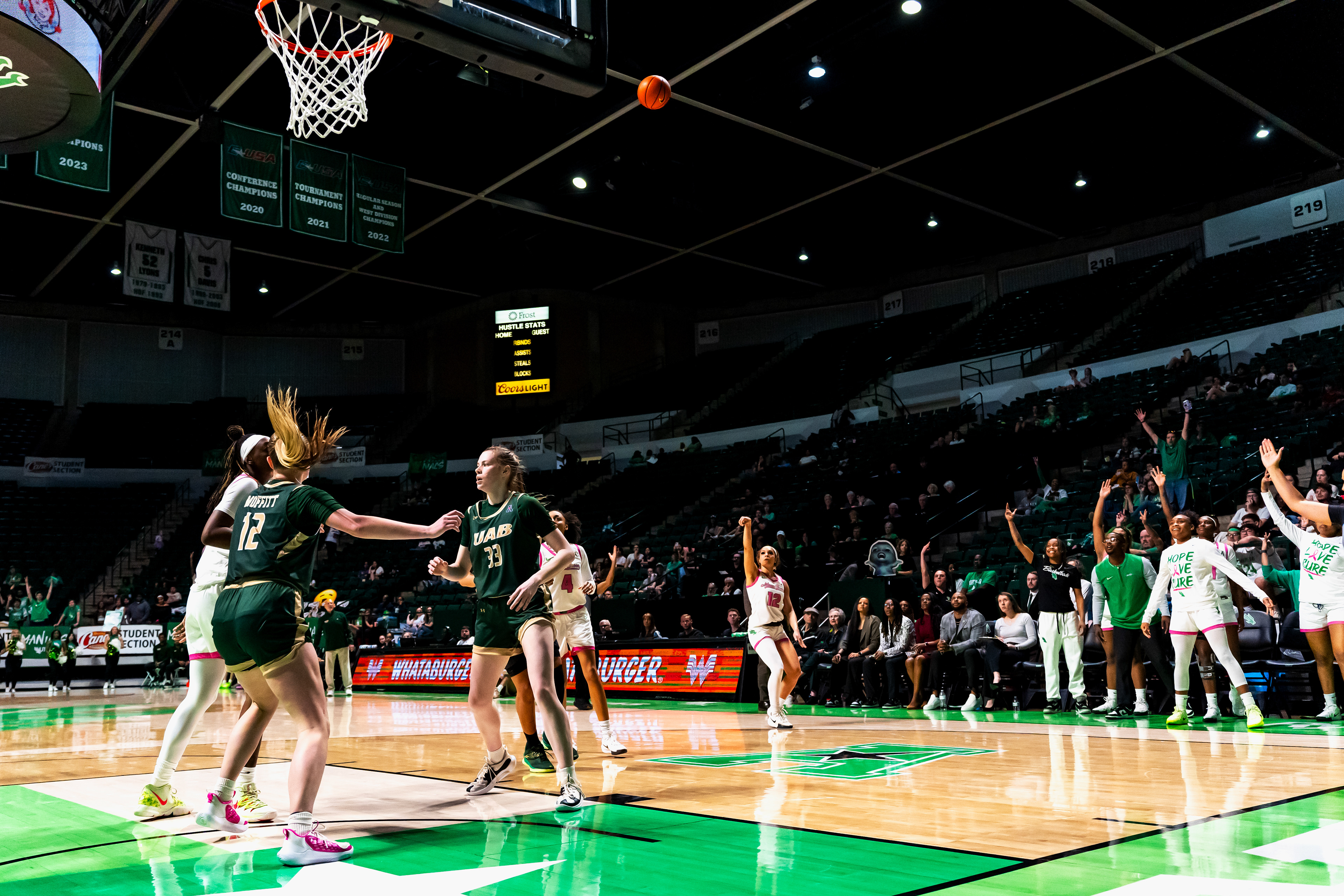Junior guard Kyla deck attempts a 3-point shot during the game against UAB at The Super Pit.