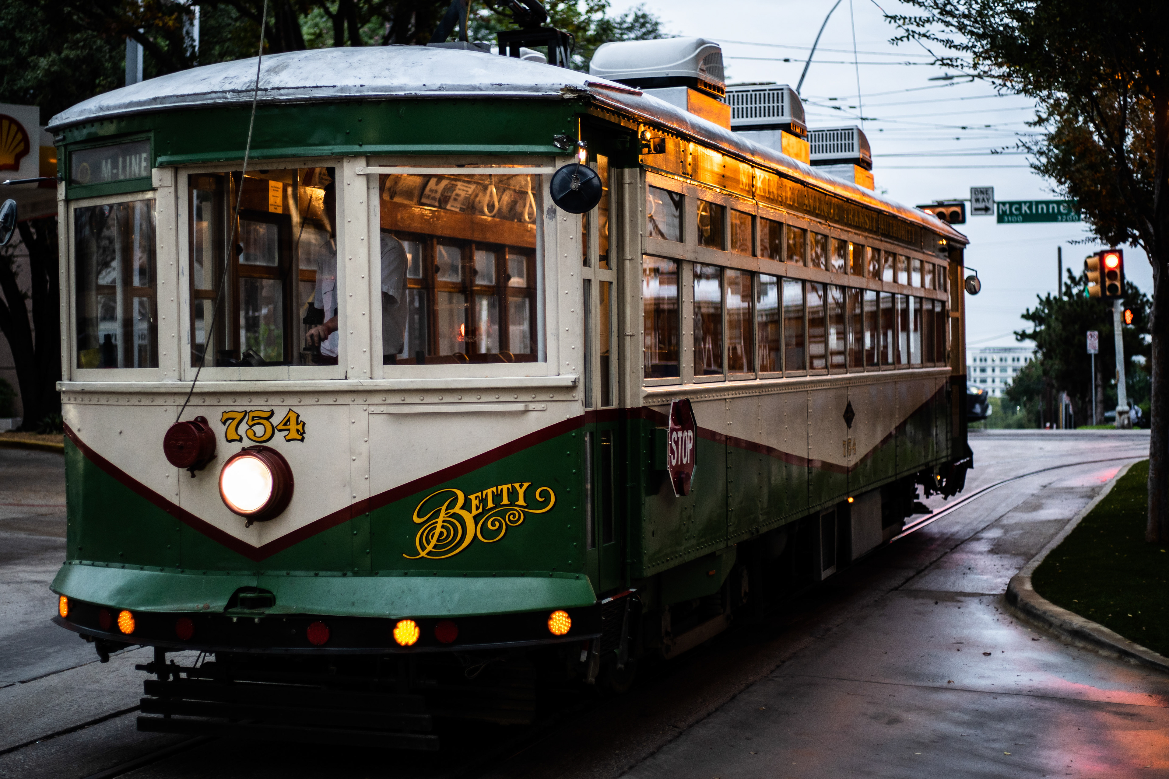 Car 754, Betty, goes into the car barn.
