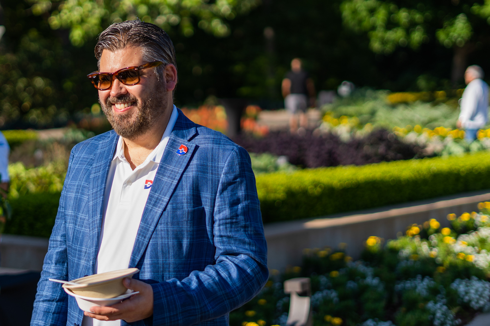 Dallas College chancellor Justin H. Lonon enjoys a plate at Dallas College's annual Bits & Bites.