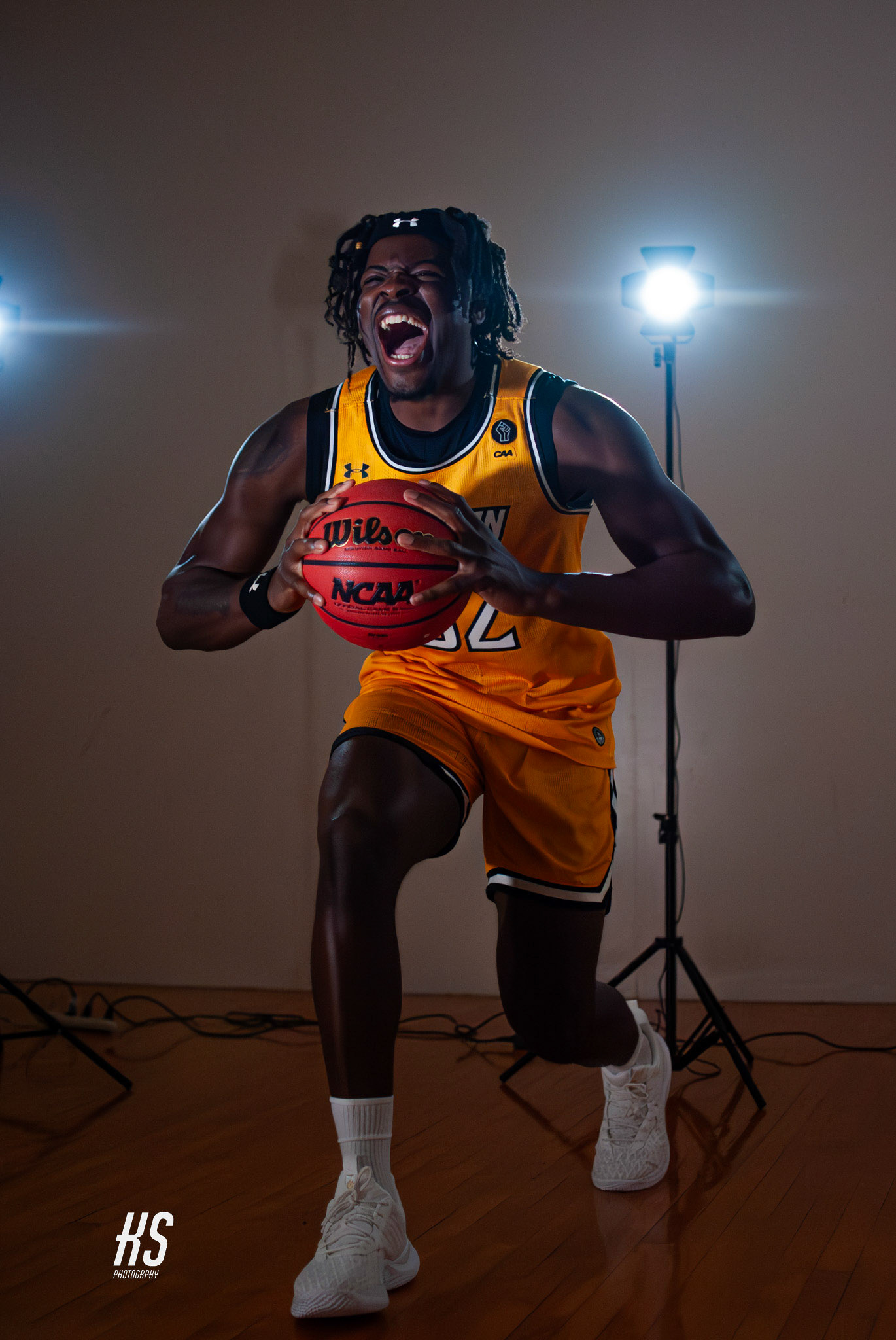 Towson University Men's Basketball center Charles Thompson poses for his 2024 Media Day pictures at Towson Center and TU Arena in Towson, MD, on October 10, 2024.