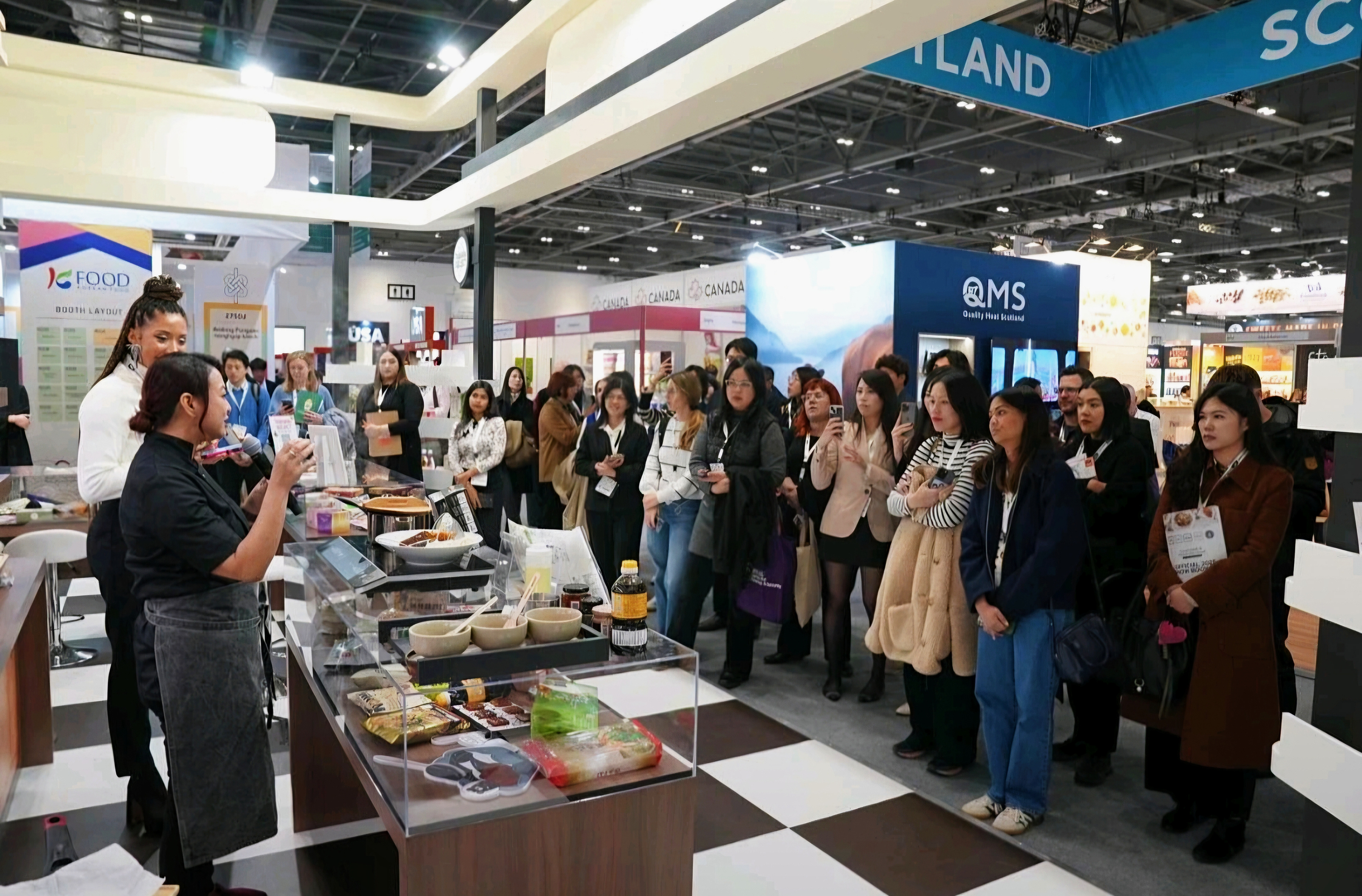 Host Maggie Lamoon Presenting Alongside Co-Host Chef Tiffany Chang