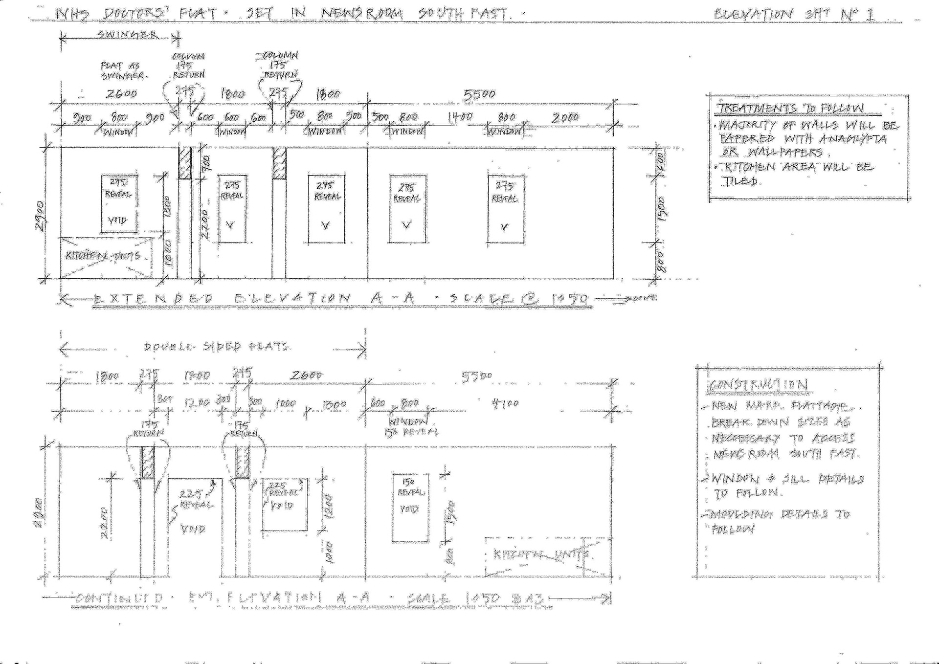 Copy and Scale-up of Extended Elevation Basic Set Drawing for Continuing Drama Episode