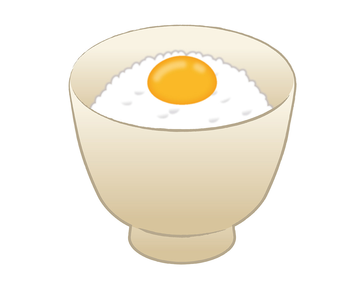 illustration of egg-cooked rice in a bowl　卵かけご飯のイラスト