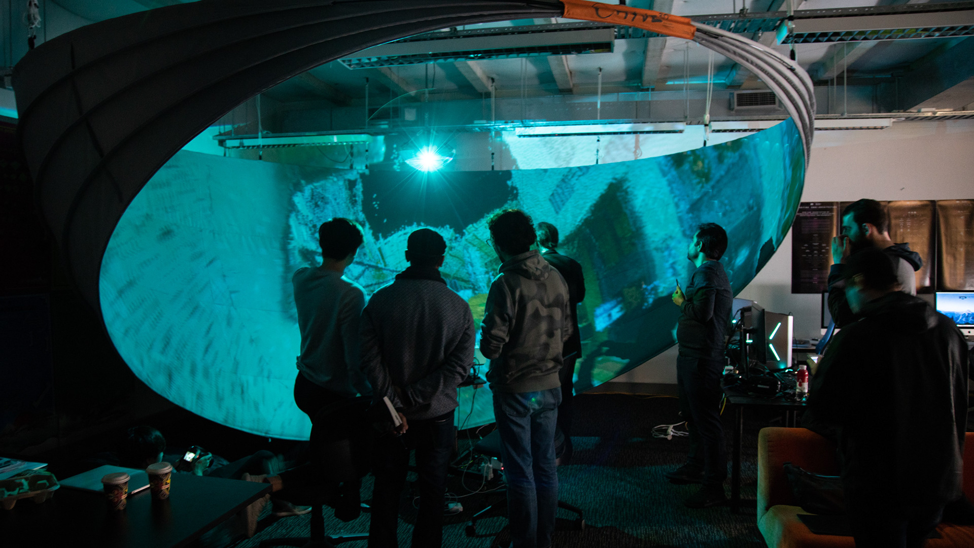 Demo-ing Fut.re Cities on a 240 degrees projection.