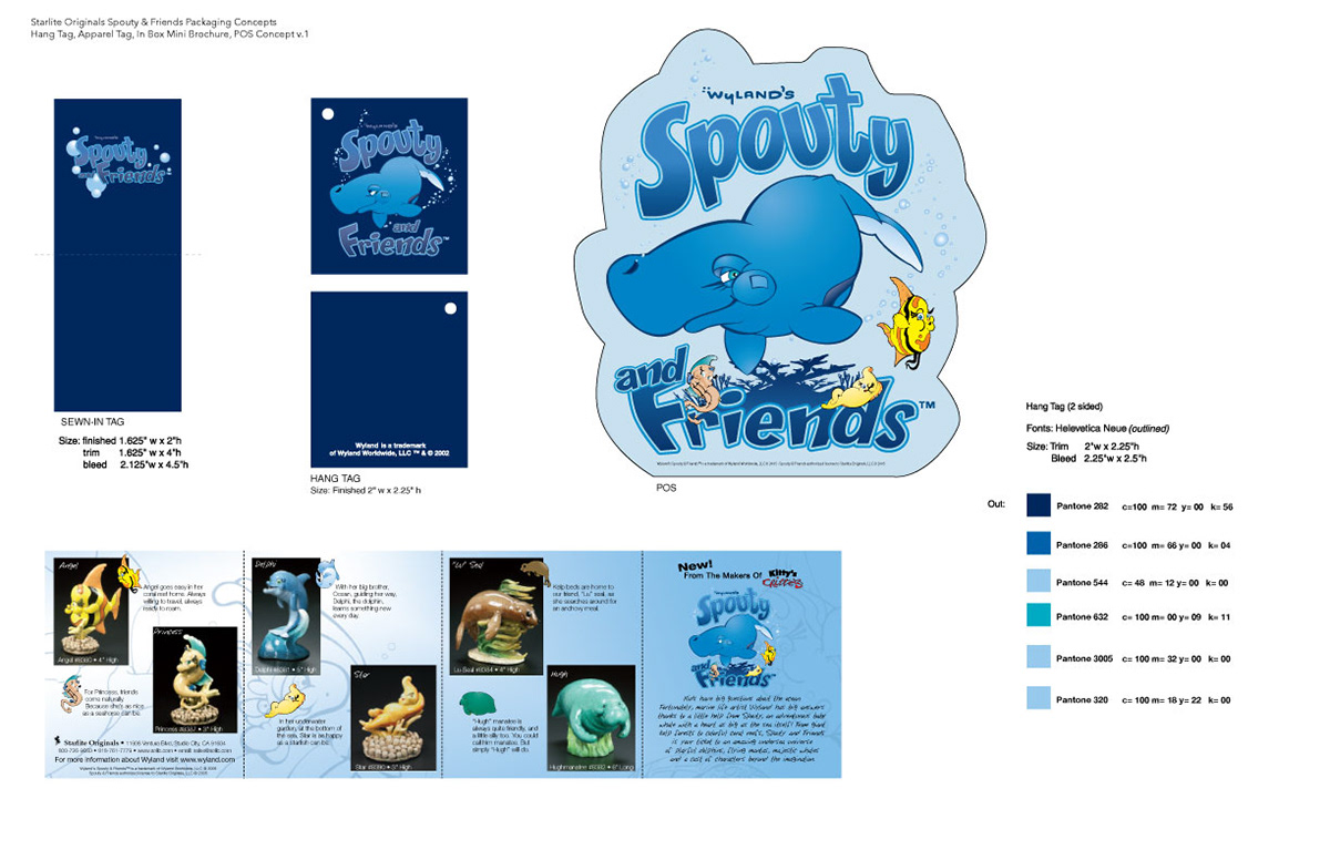 Starlite Originals Spouty And Friends Wyland Sculpture Line Tags, Brochure, Point Of Purchase Header