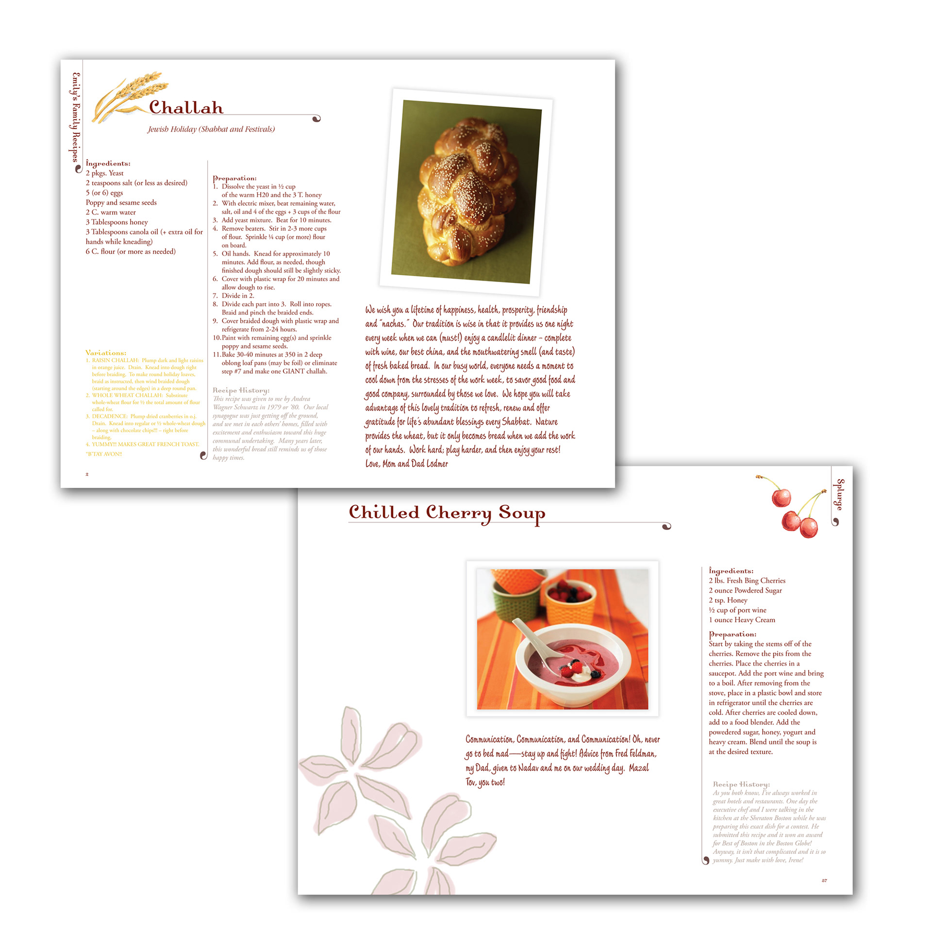 Design and Layout of 64 Page Recipe Book Design