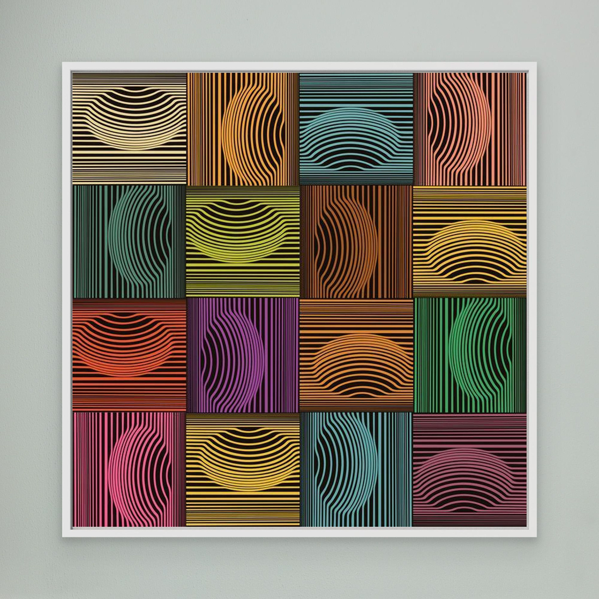 Dimple & Pimples -3 artwork created by Robbie William for WalkinHISlight depicting an abstract pattern. Shades of green, blue, brown and yellows. Available as a canvas print and paper print framed or unframed in various sizes. Contemporary/modern in style.