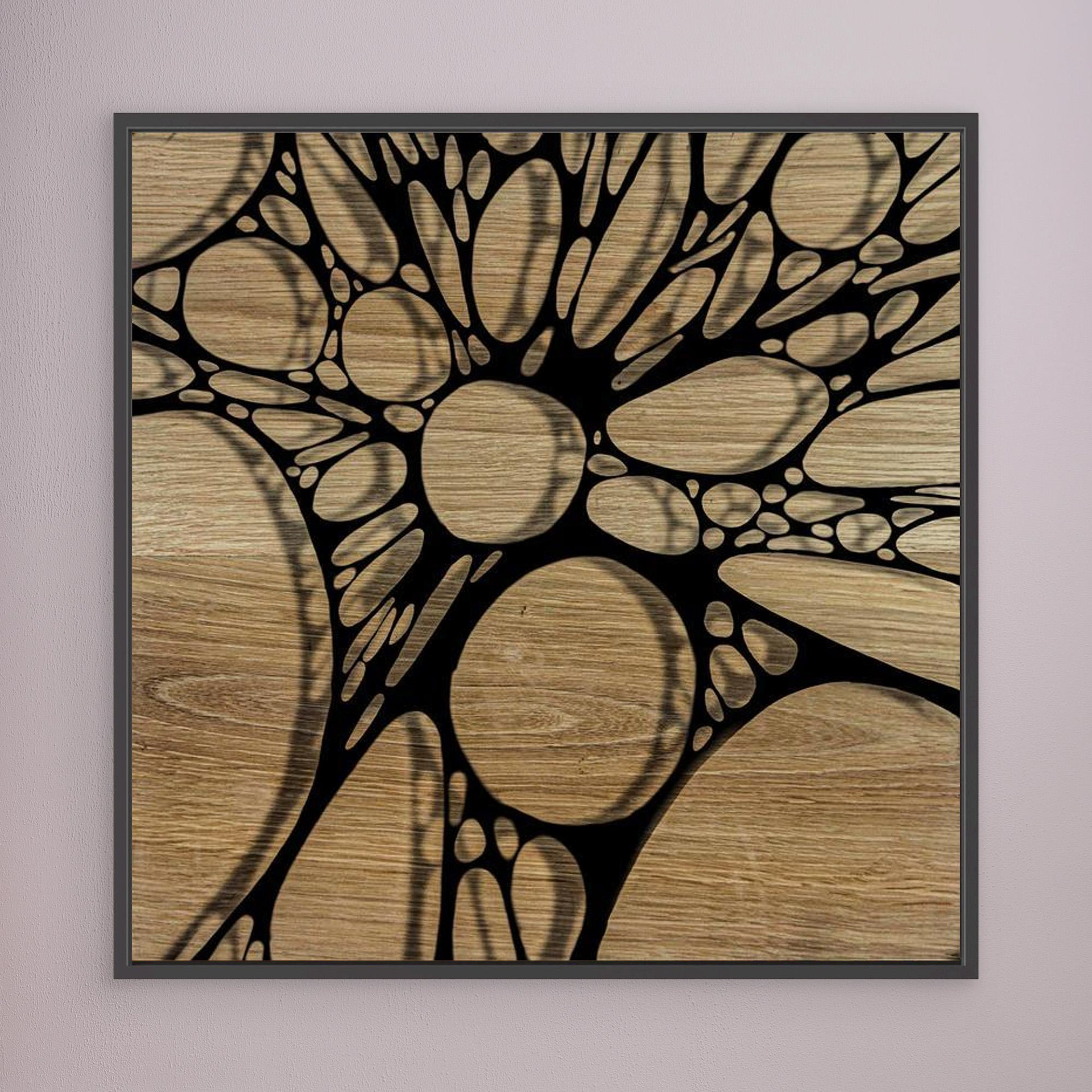 OAK -2 artwork created by Robbie William for WalkinHISlight depicting oak wood with an abstract pattern. Available as a canvas print and paper print framed or unframed in various sizes. Contemporary/modern in style.
