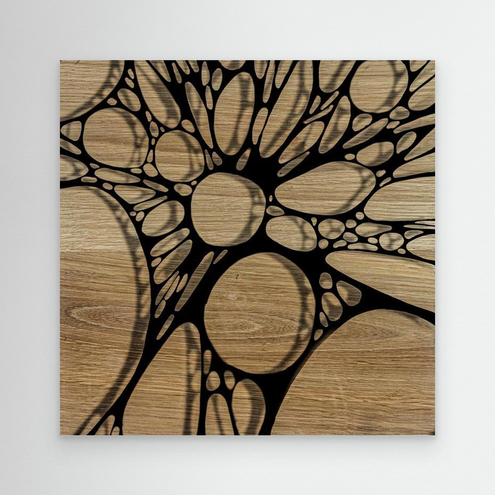 OAK -2 artwork created by Robbie William for WalkinHISlight depicting oak wood with an abstract pattern. Available as a canvas print and paper print framed or unframed in various sizes. Contemporary/modern in style.