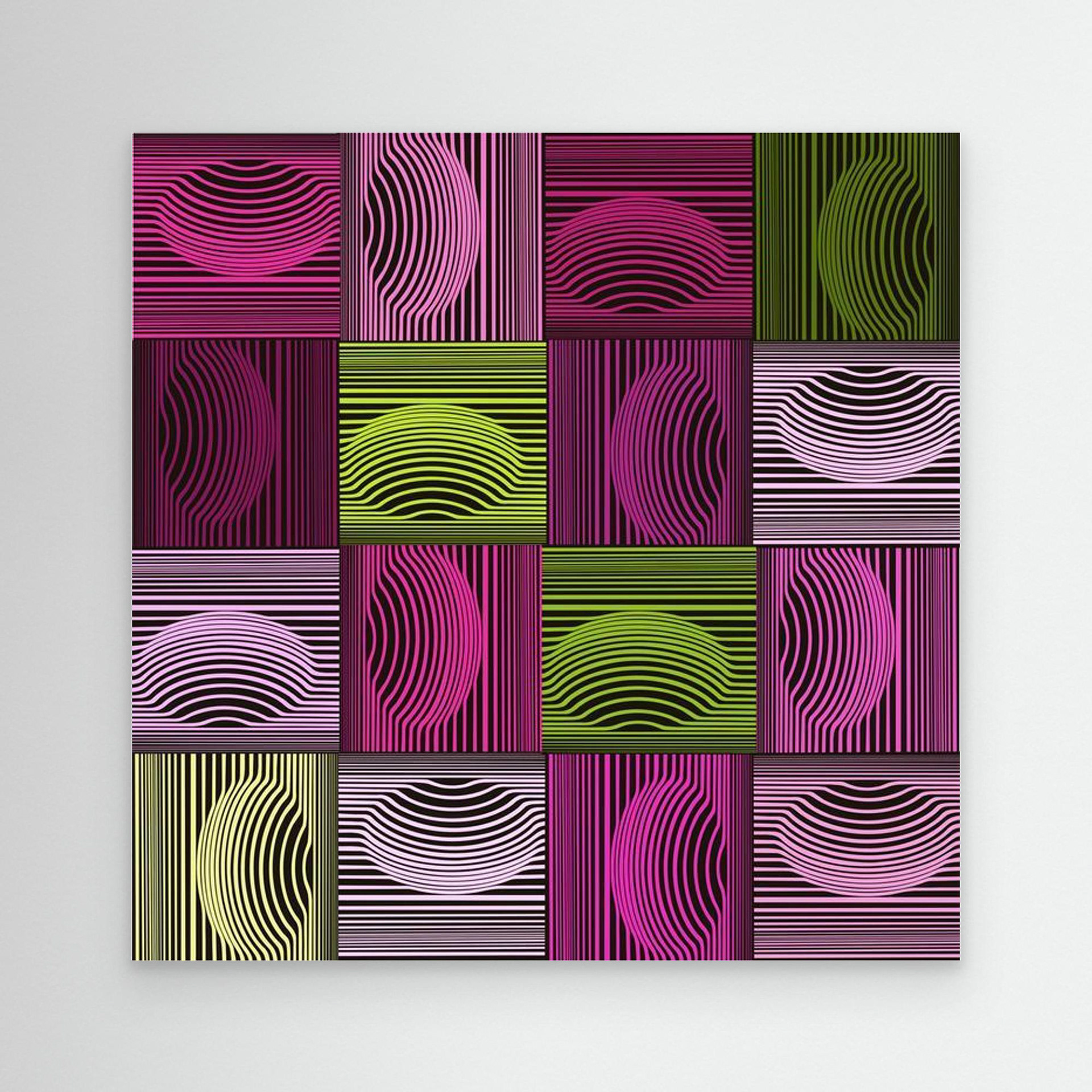 Dimple & Pimples -1 artwork created by Robbie William for WalkinHISlight depicting an abstract pattern. Shades of green and pink. Available as a canvas print and paper print framed or unframed in various sizes. Contemporary/modern in style.