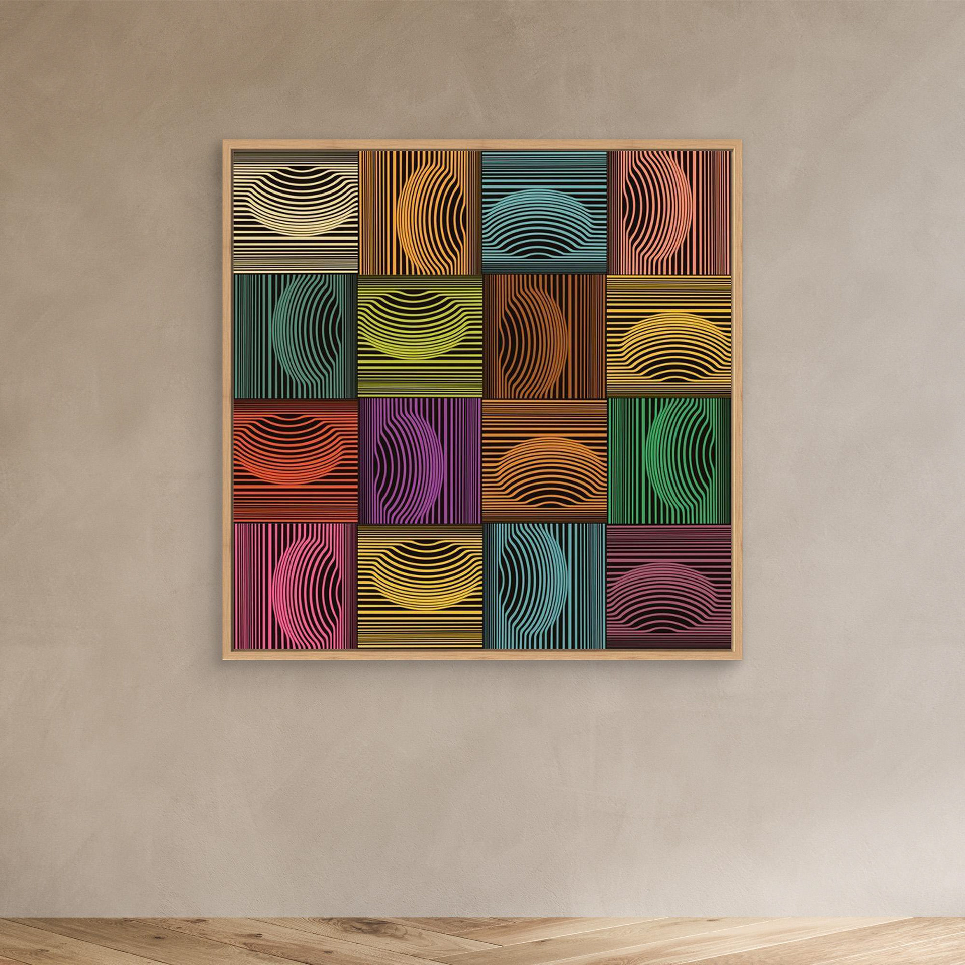 Dimple & Pimples -3 artwork created by Robbie William for WalkinHISlight depicting an abstract pattern. Shades of green, blue, brown and yellows. Available as a canvas print and paper print framed or unframed in various sizes. Contemporary/modern in style.