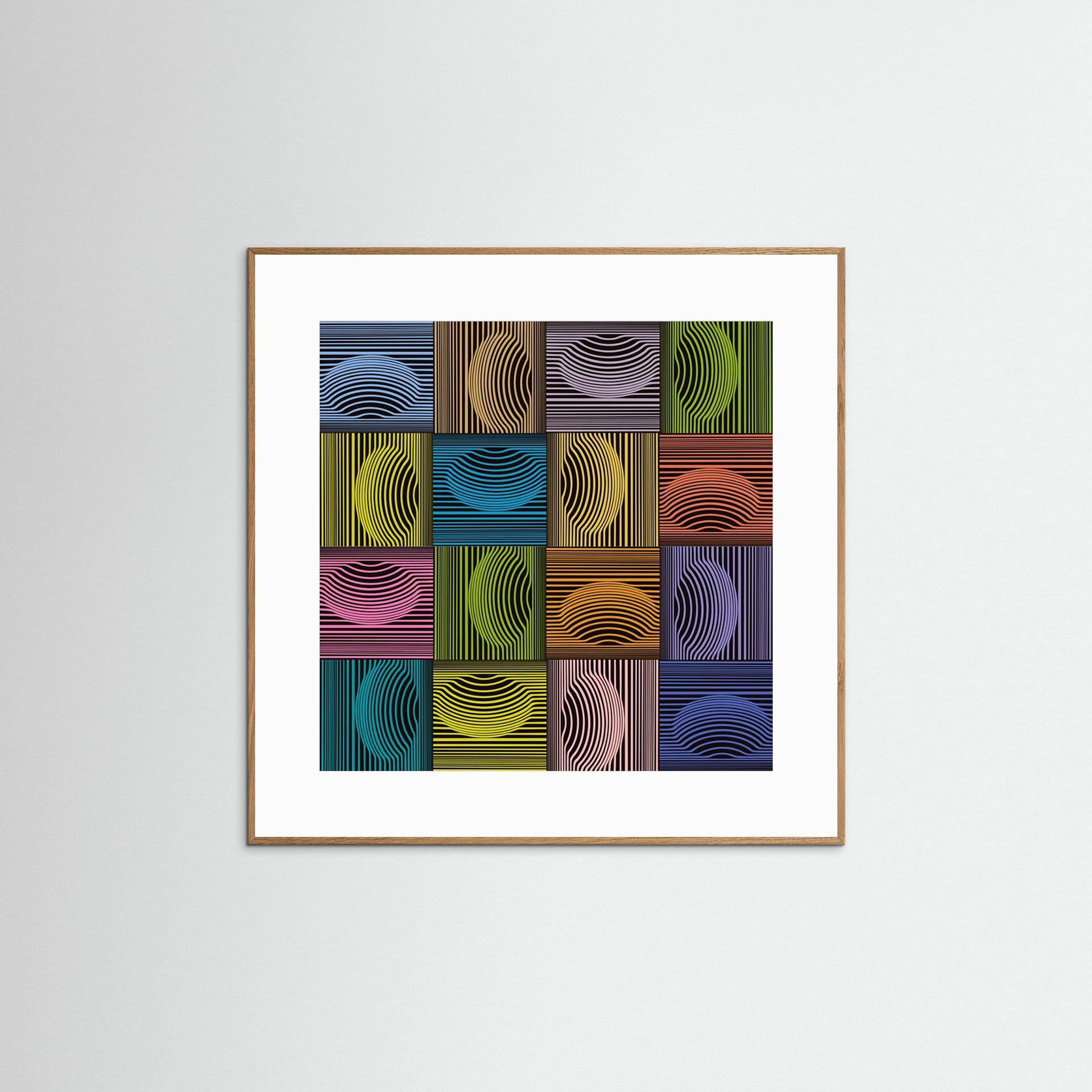 Dimple & Pimples -2 artwork created by Robbie William for WalkinHISlight depicting an abstract pattern. Shades of green, blue, brown and lilacs. Available as a canvas print and paper print framed or unframed in various sizes. Contemporary/modern in style.