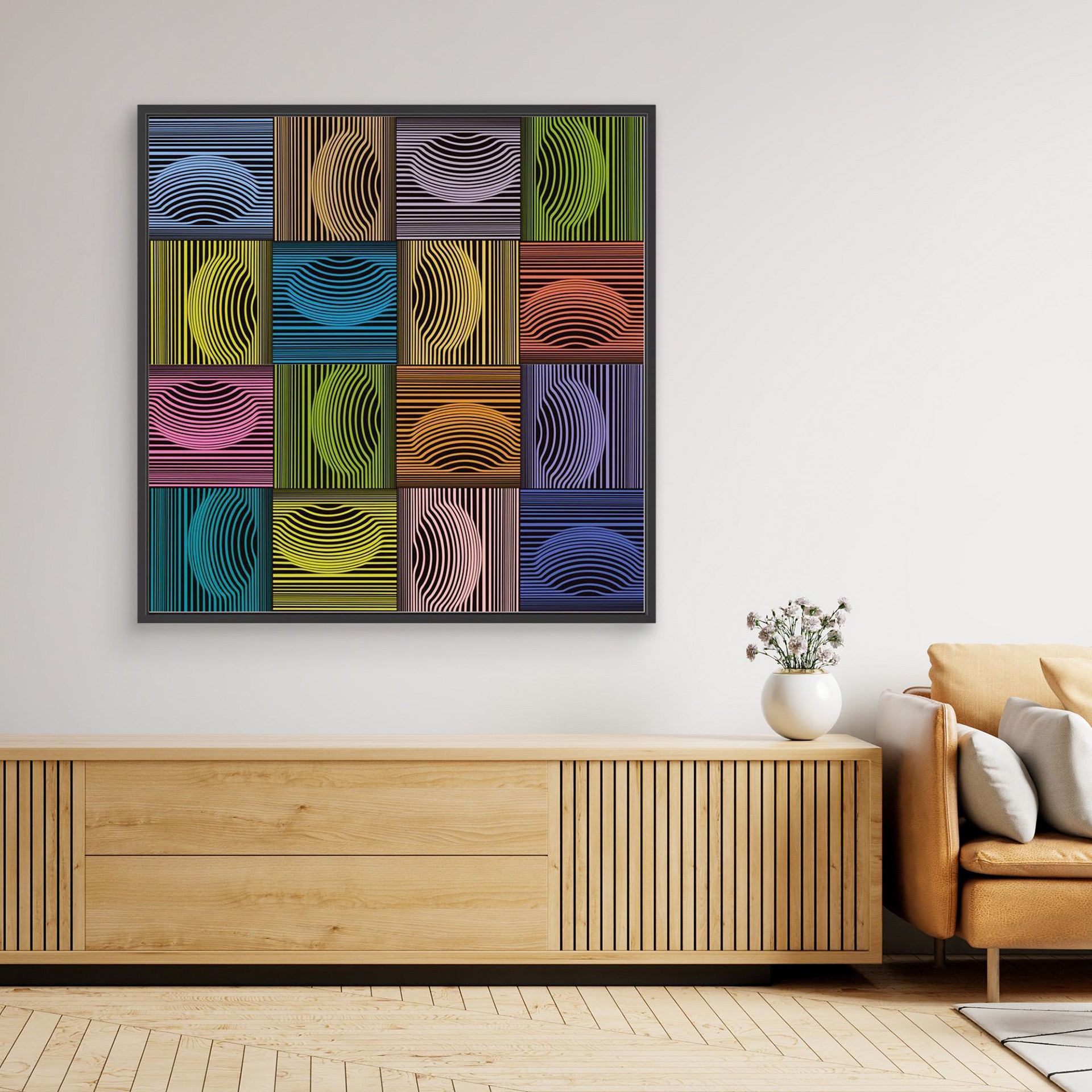 Dimple & Pimples -2 artwork created by Robbie William for WalkinHISlight depicting an abstract pattern. Shades of green, blue, brown and lilacs. Available as a canvas print and paper print framed or unframed in various sizes. Contemporary/modern in style.