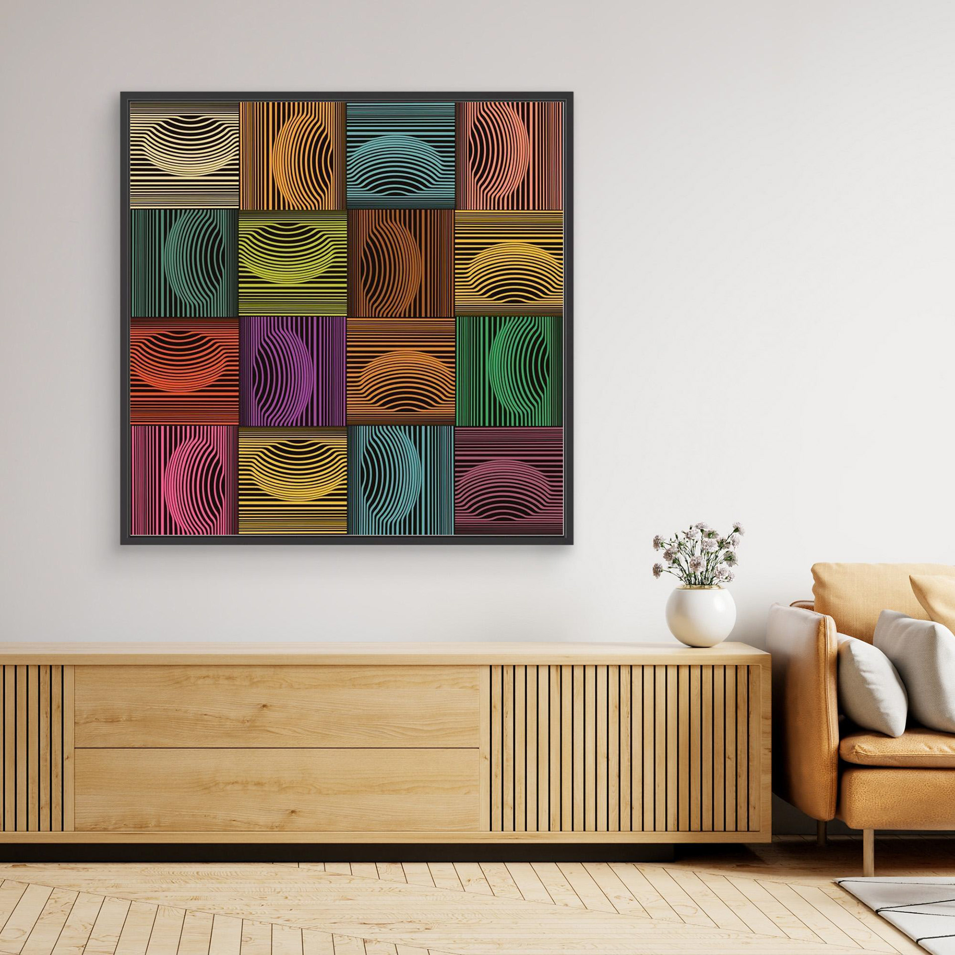 Dimple & Pimples -3 artwork created by Robbie William for WalkinHISlight depicting an abstract pattern. Shades of green, blue, brown and yellows. Available as a canvas print and paper print framed or unframed in various sizes. Contemporary/modern in style.