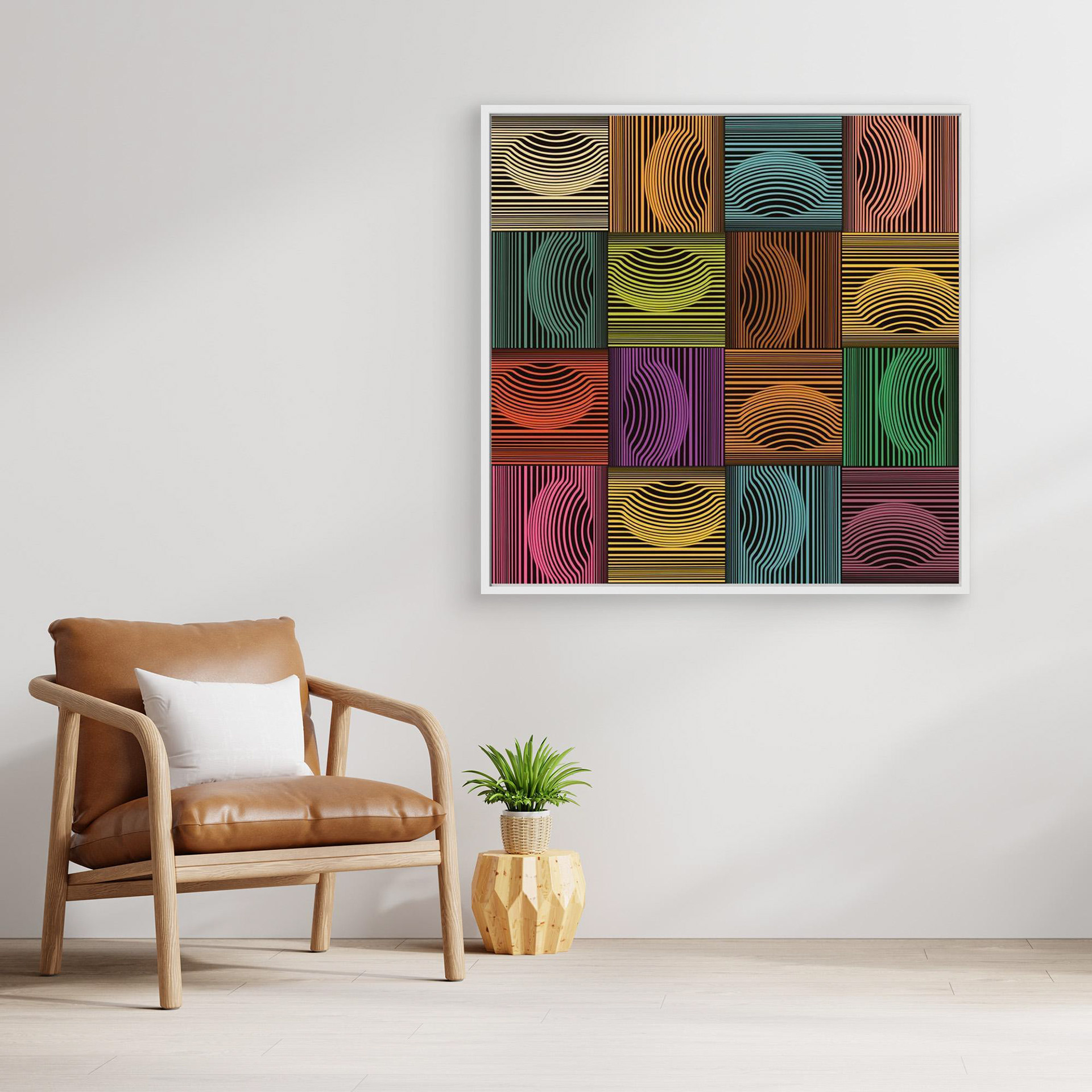 Dimple & Pimples -3 artwork created by Robbie William for WalkinHISlight depicting an abstract pattern. Shades of green, blue, brown and yellows. Available as a canvas print and paper print framed or unframed in various sizes. Contemporary/modern in style.