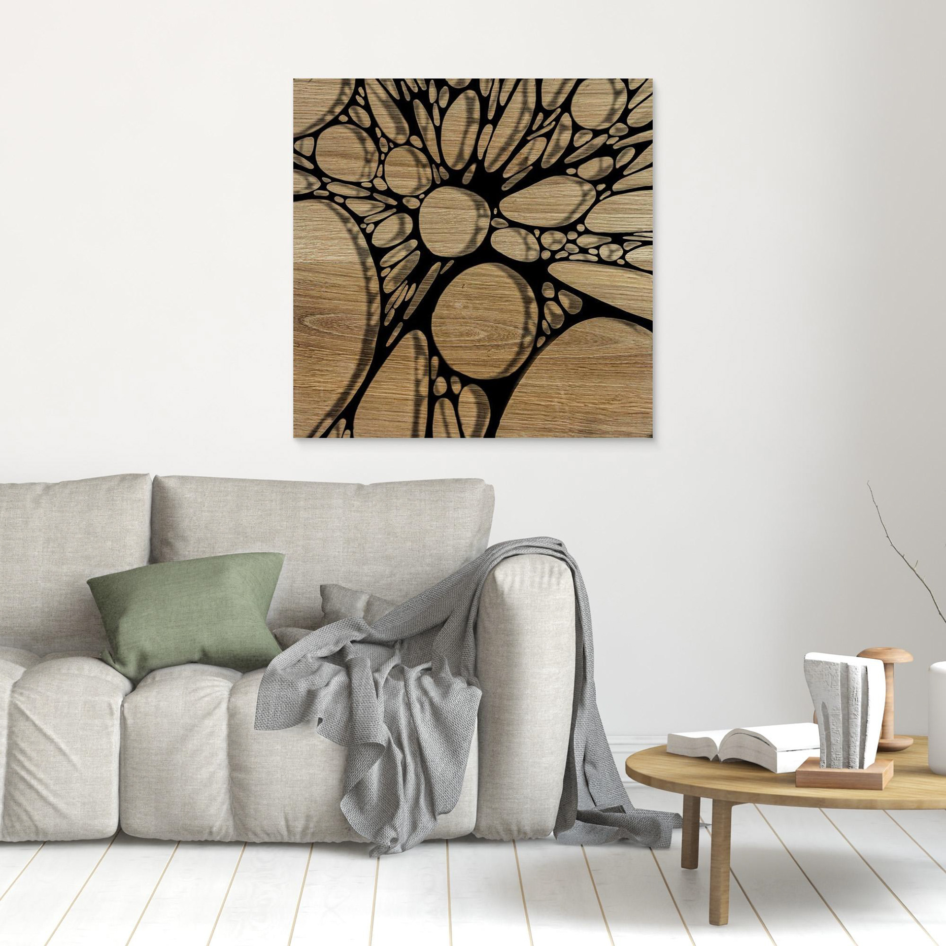 OAK -2 artwork created by Robbie William for WalkinHISlight depicting oak wood with an abstract pattern. Available as a canvas print and paper print framed or unframed in various sizes. Contemporary/modern in style.