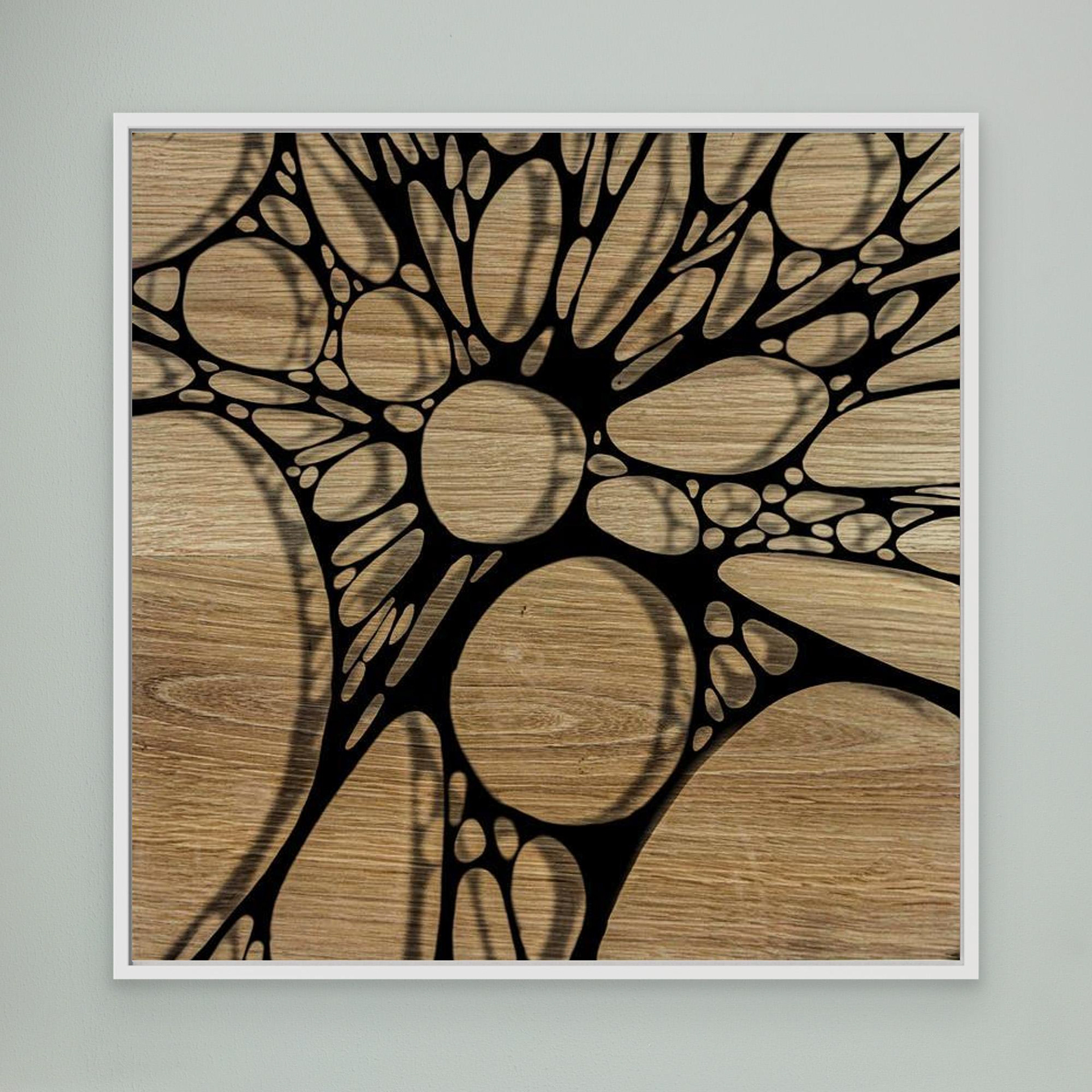 OAK -2 artwork created by Robbie William for WalkinHISlight depicting oak wood with an abstract pattern. Available as a canvas print and paper print framed or unframed in various sizes. Contemporary/modern in style.