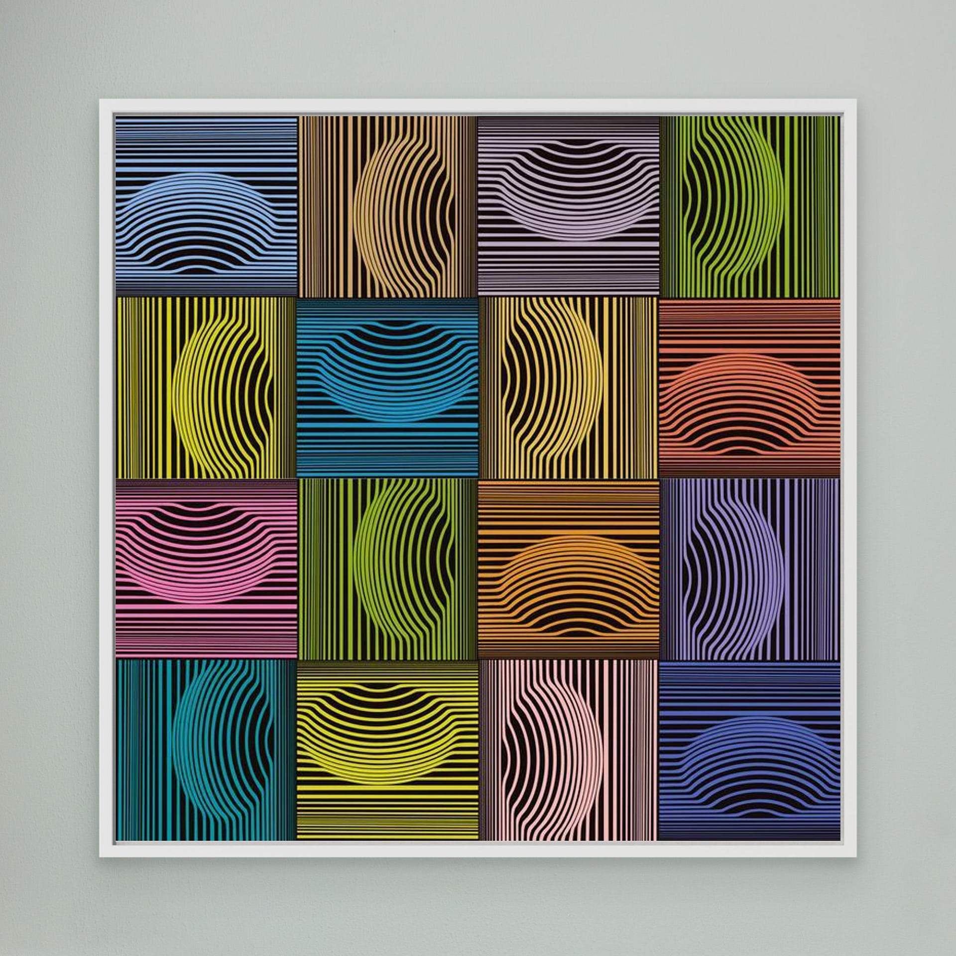 Dimple & Pimples -2 artwork created by Robbie William for WalkinHISlight depicting an abstract pattern. Shades of green, blue, brown and lilacs. Available as a canvas print and paper print framed or unframed in various sizes. Contemporary/modern in style.
