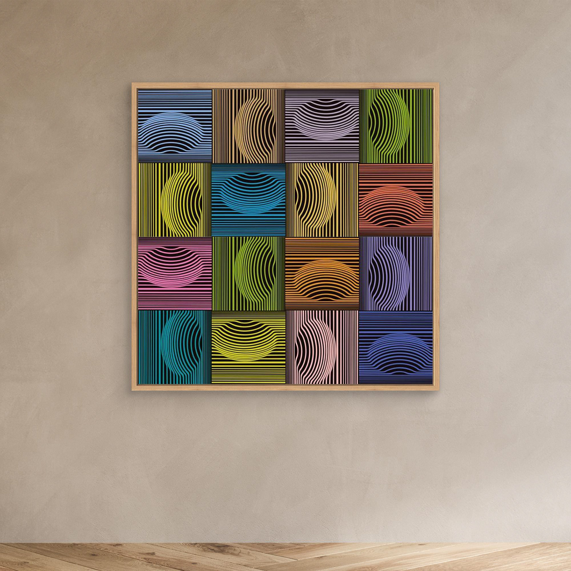 Dimple & Pimples -2 artwork created by Robbie William for WalkinHISlight depicting an abstract pattern. Shades of green, blue, brown and lilacs. Available as a canvas print and paper print framed or unframed in various sizes. Contemporary/modern in style.