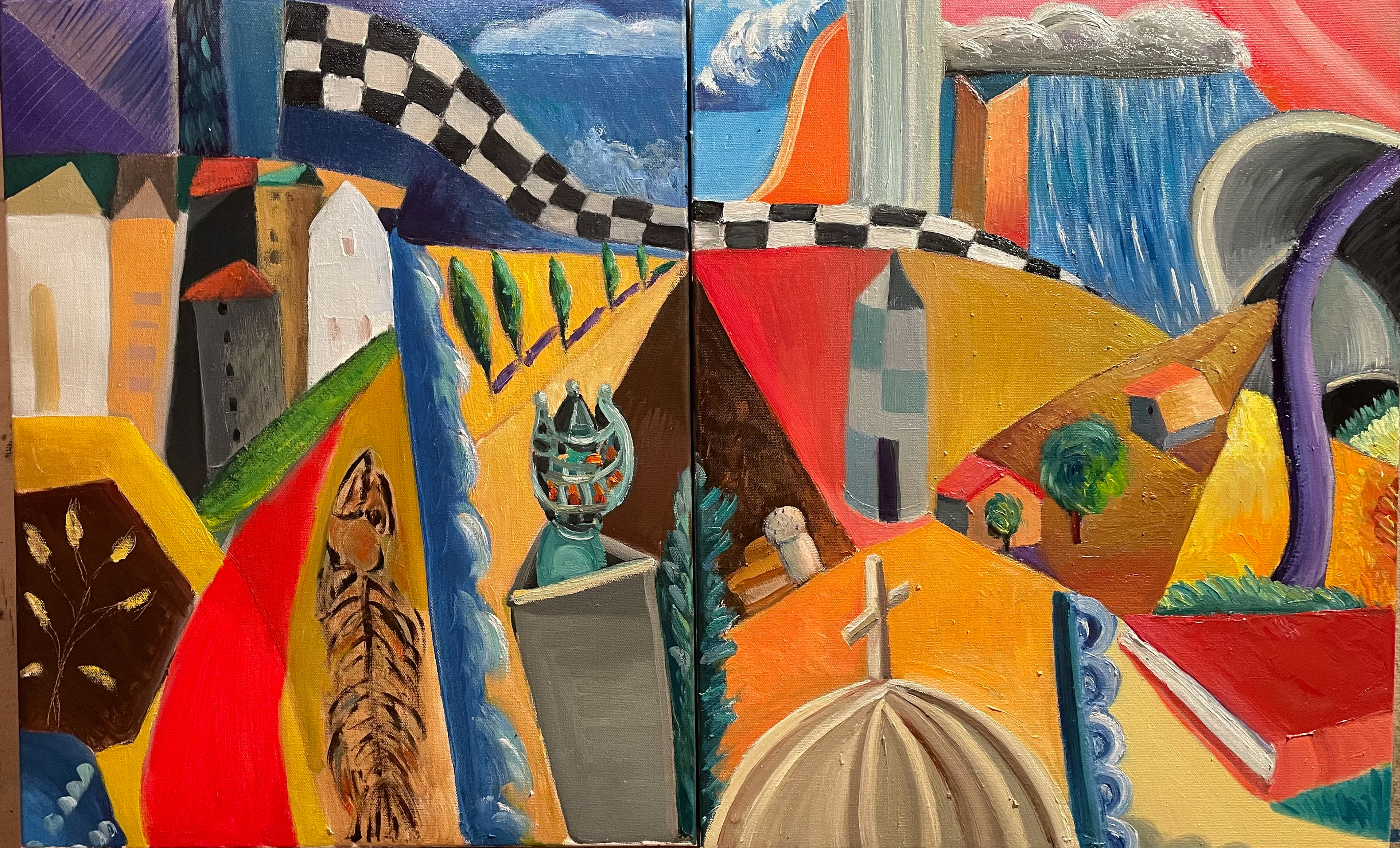 THe Race, o/c,  20 x 32.5"