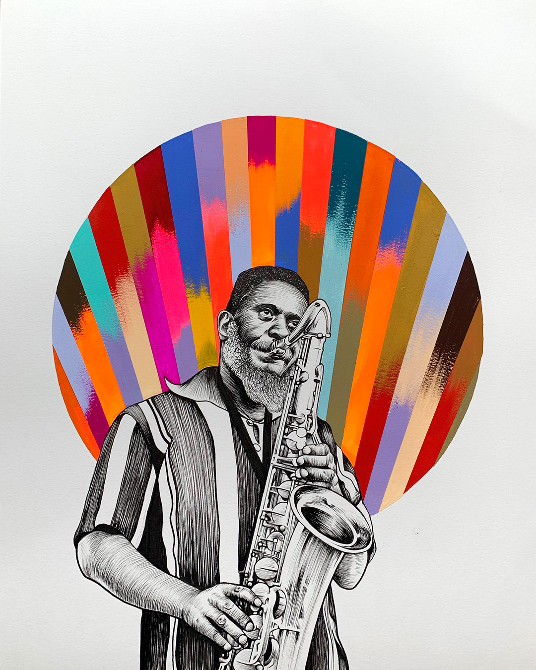 Pharoah Sanders | ink and gouache on paper