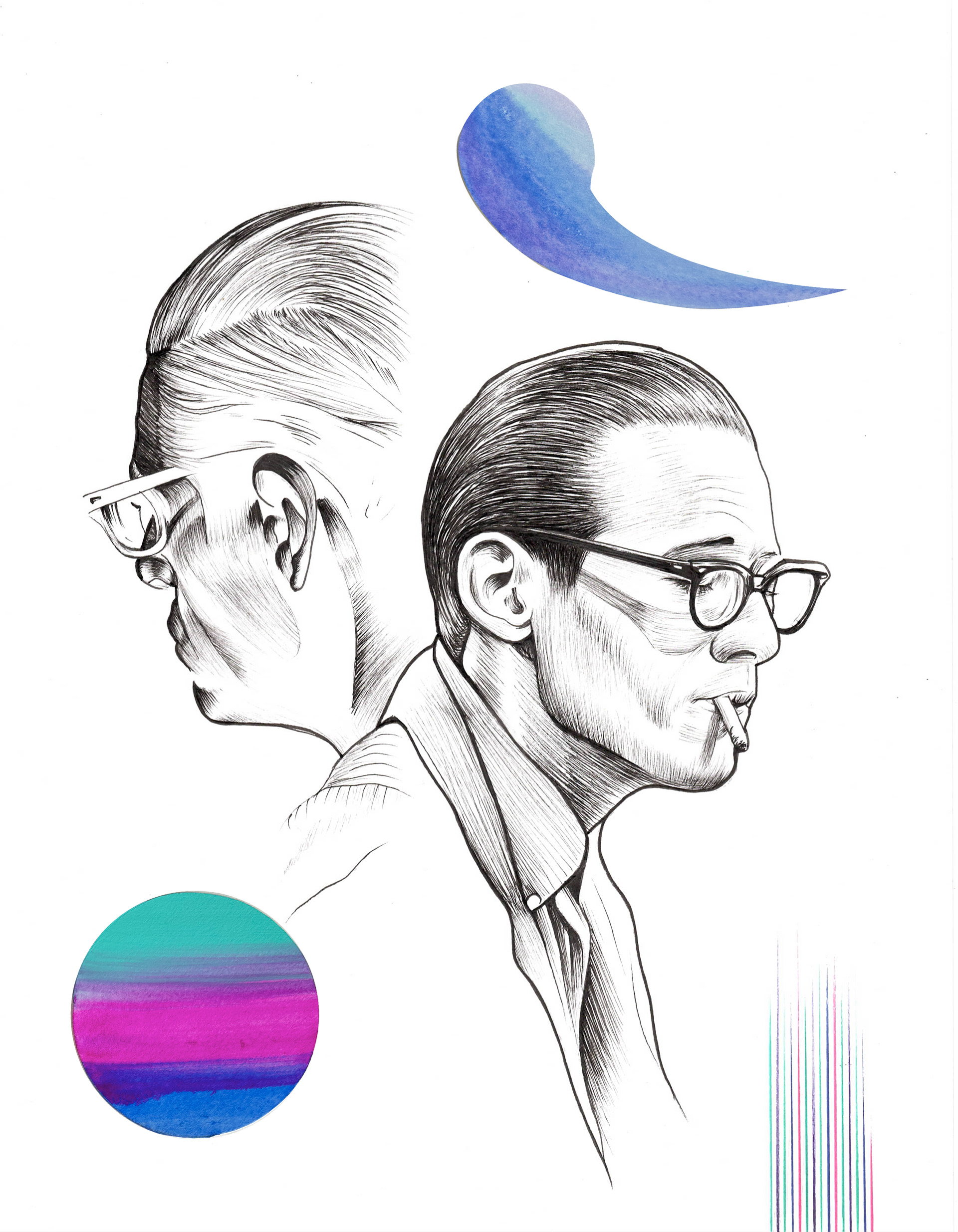 Bill Evans | ink and collage