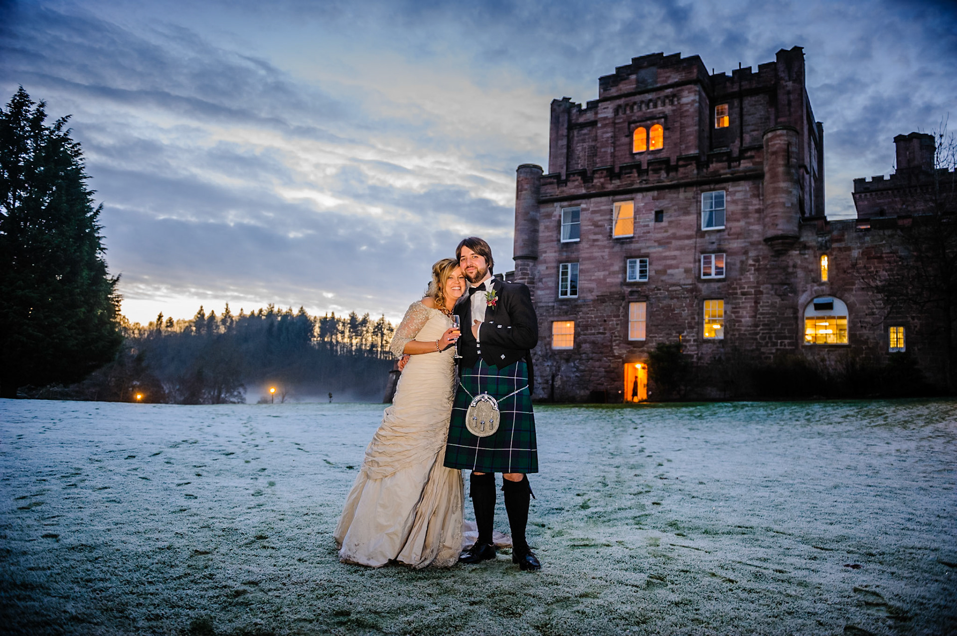 12-12-12, Dalhousie Castle, Edinburgh, Scotland, UK. The wedding of Janis Wilson and Willem Blom.Photo © Simon Grosset / Q Photography