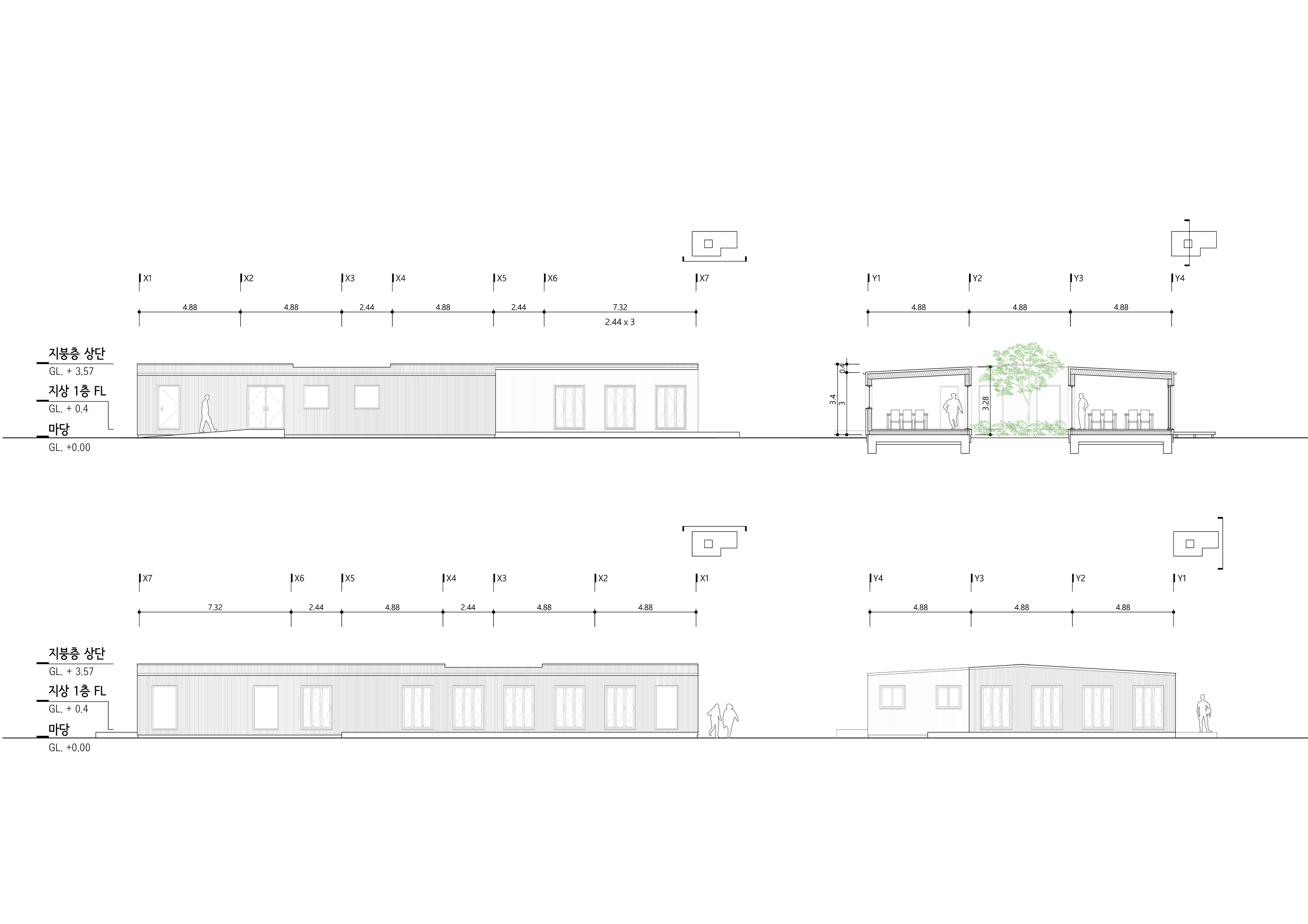 커뮤니티센터 _ 입면도, 단면도