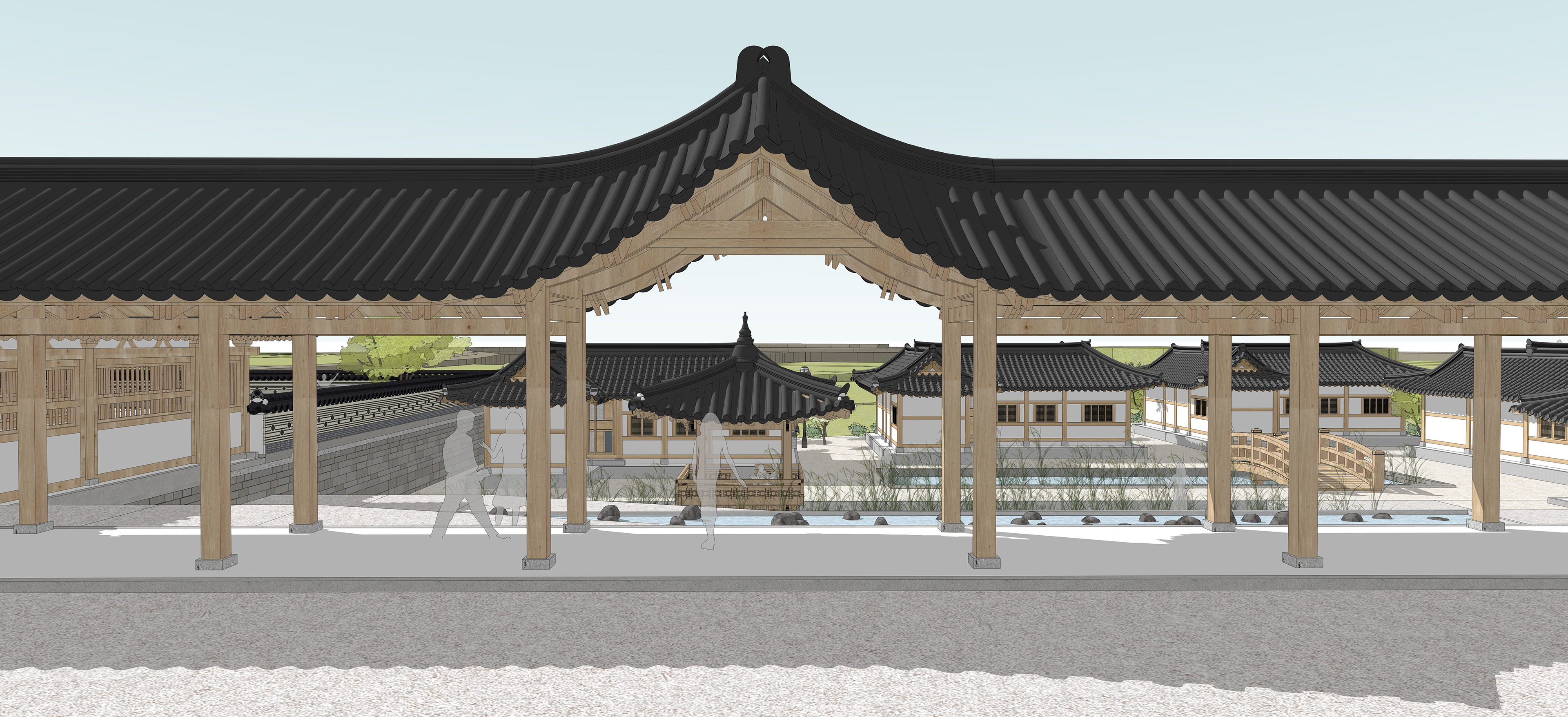 투시도 _ 한옥단지 중심 수변공간