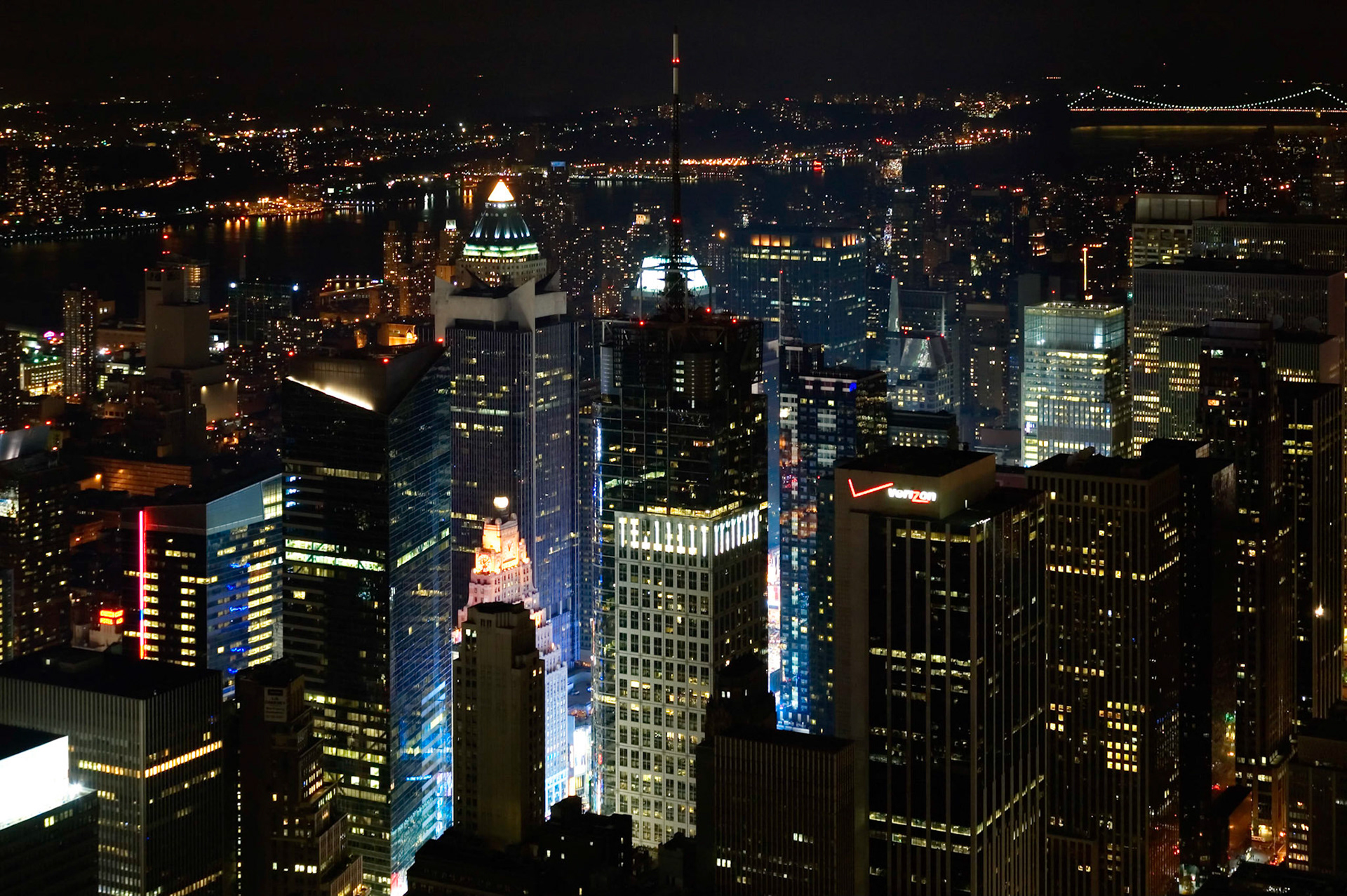 Times Square at Night From Empire State Building, New York