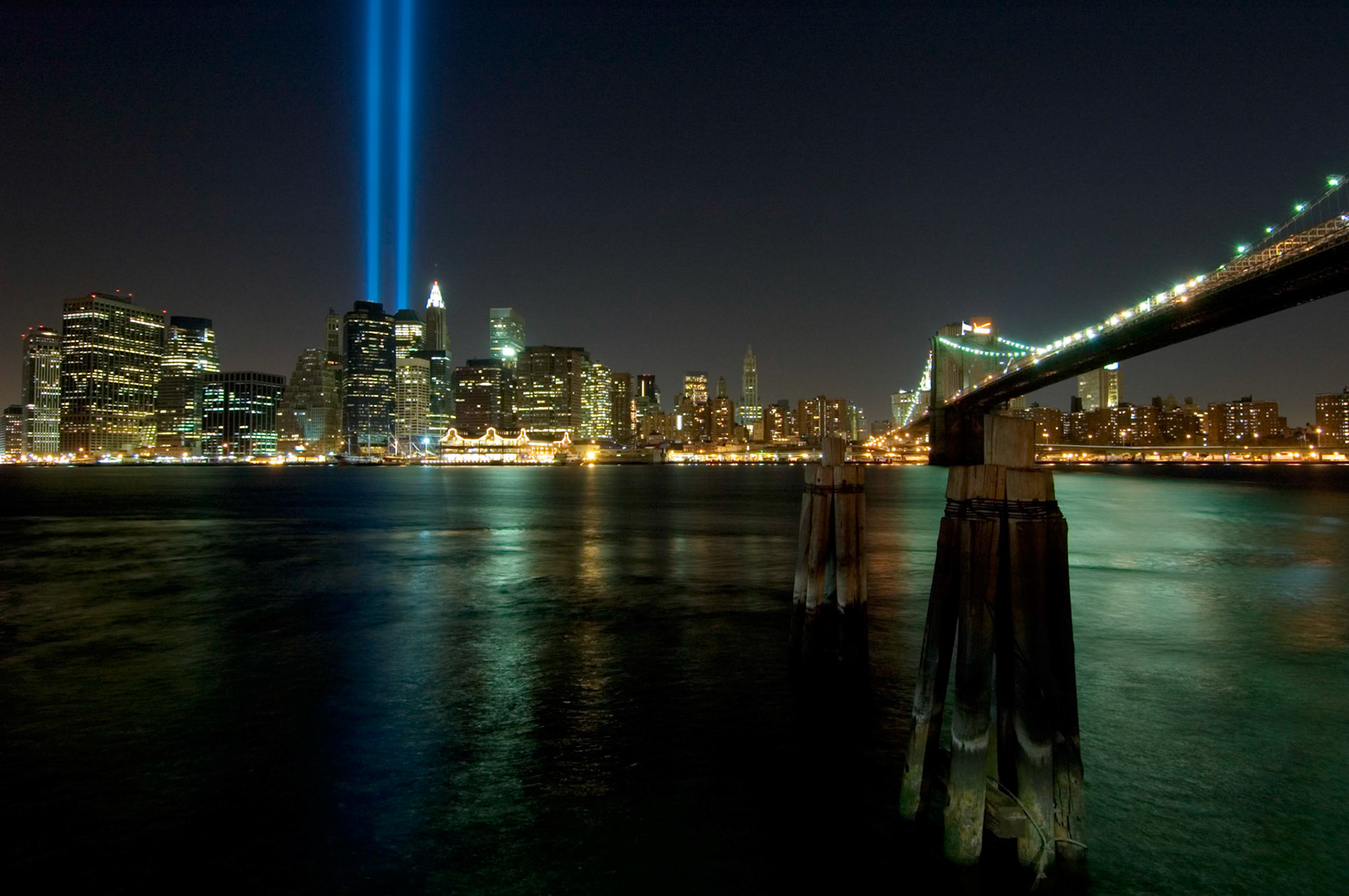 Tribute In Light from Brooklyn Bridge, New York