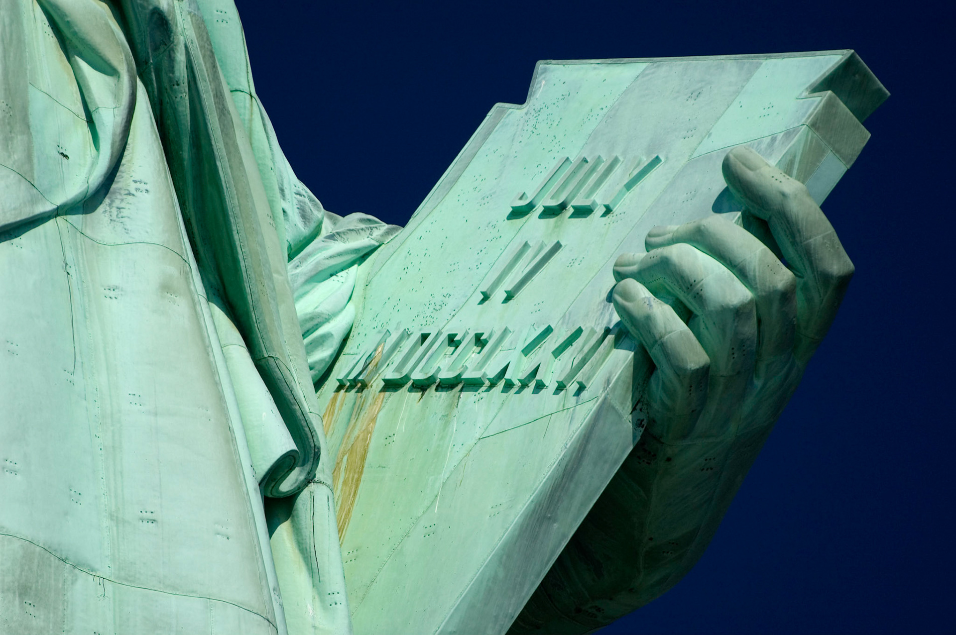 Statue of Liberty, New York, with clear blue sky