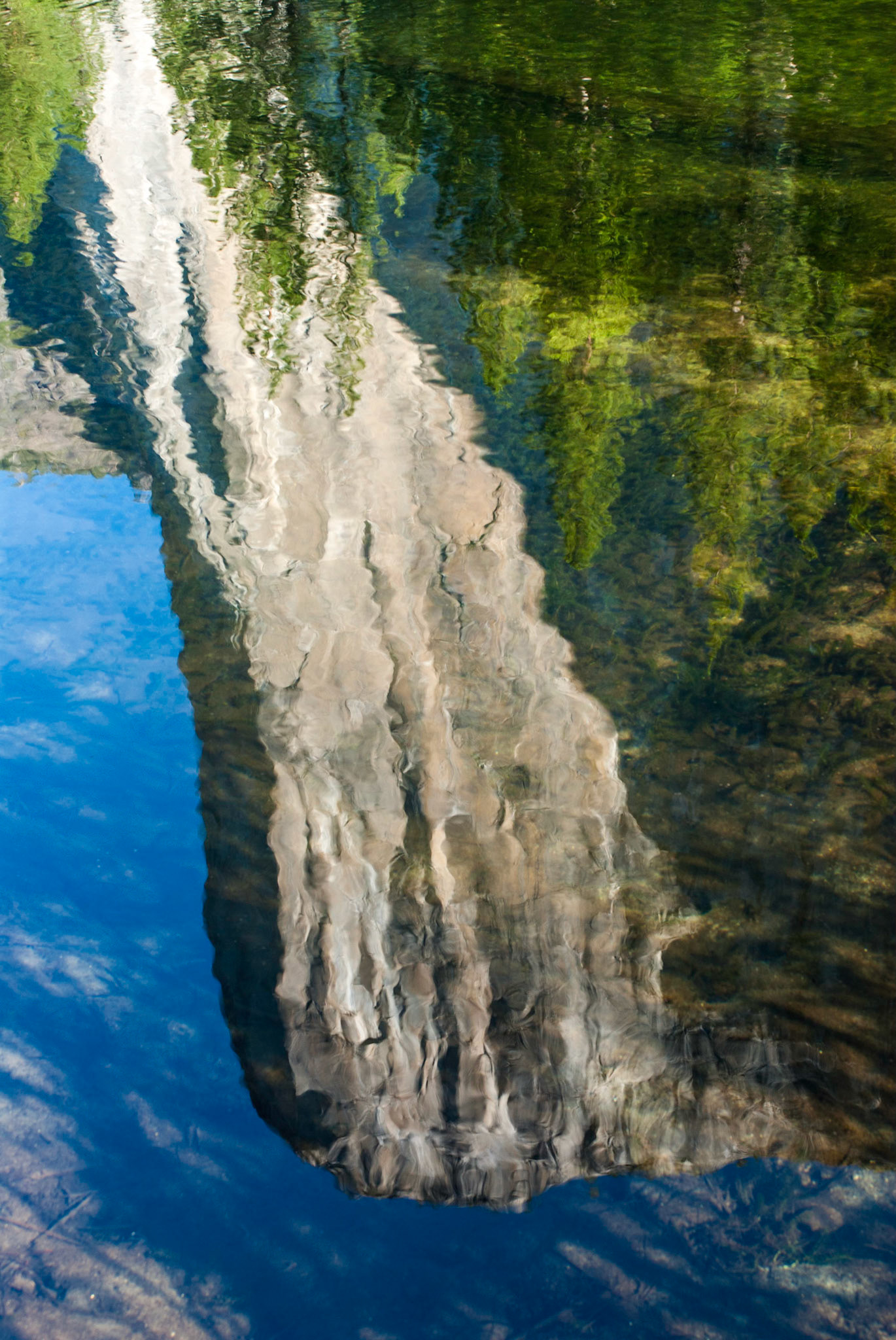 Reflection of El Capitan in the Merced River, Cathedral Beach, Yosemite National Park, California