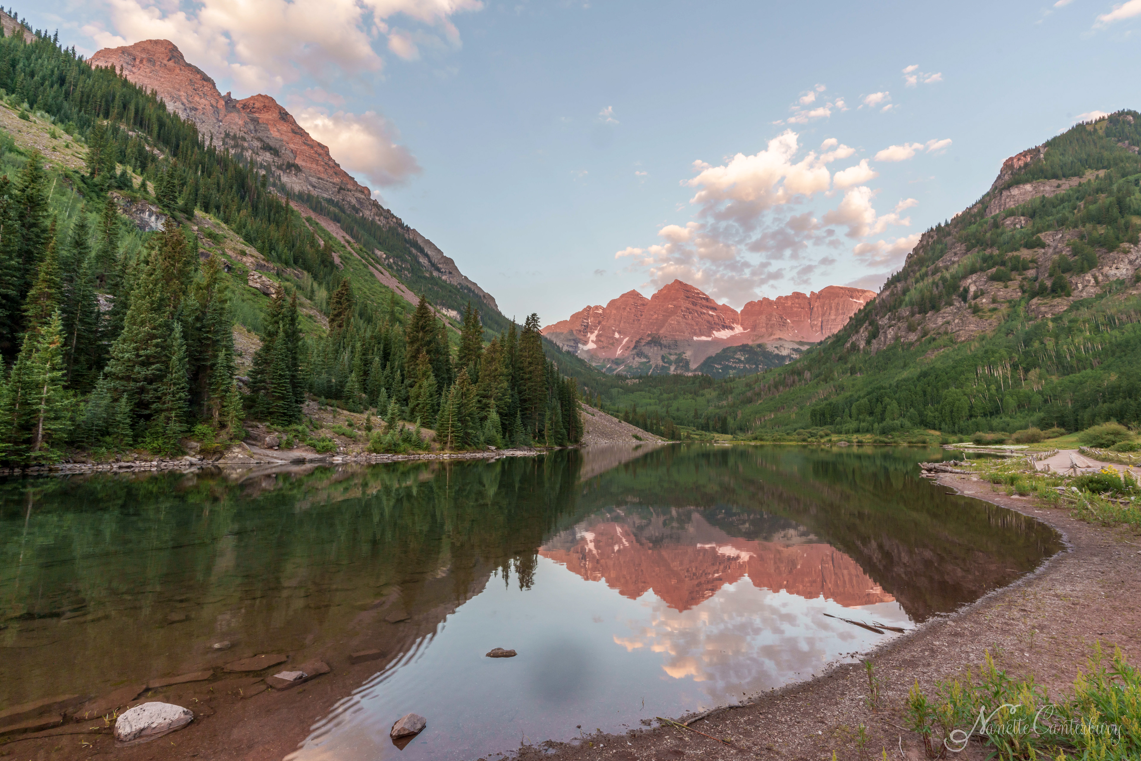 Maroon Bells reflected in Maroon Lake