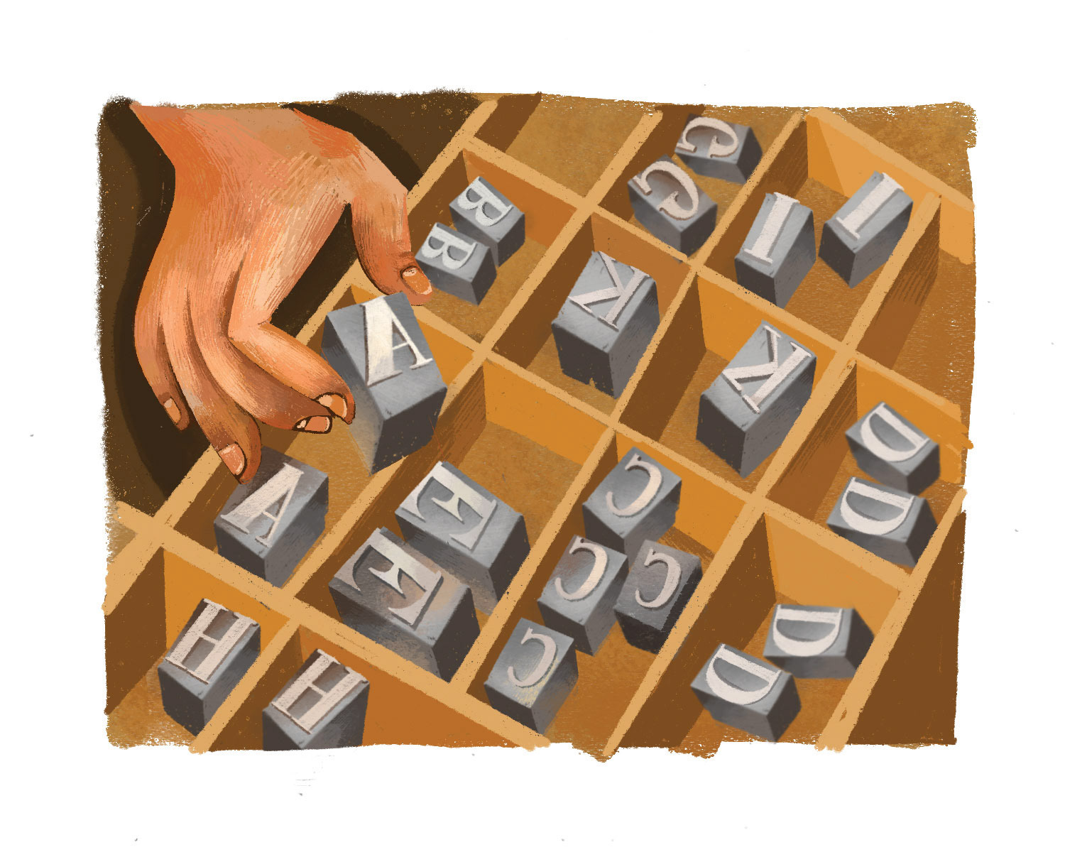 Selecting metal type for newspaper printing