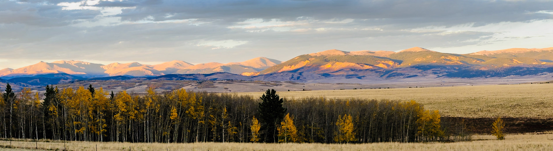 While waiting for the Super / Blood/ Hunter's Moon to rise and located in the Northwest portion of the grassland basin known as South Park, the setting sun illuminated portions of the Continental Divide, the Kenosha Mountains and the Aspen trees on their slopes.