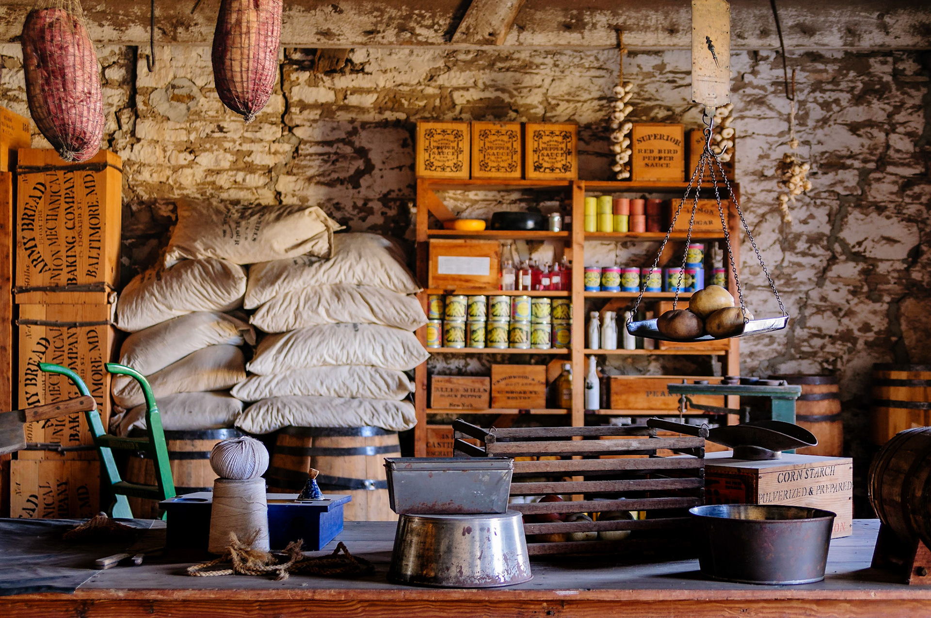 The fort's Quartermaster used stores like this to supply items necessary for the men assigned to the fort to carry out their day-to-day duties. Fort Larned NHS is managed by the National Park Service and is located along the Santa Fe Trail and near the City of Larned, Kansas.