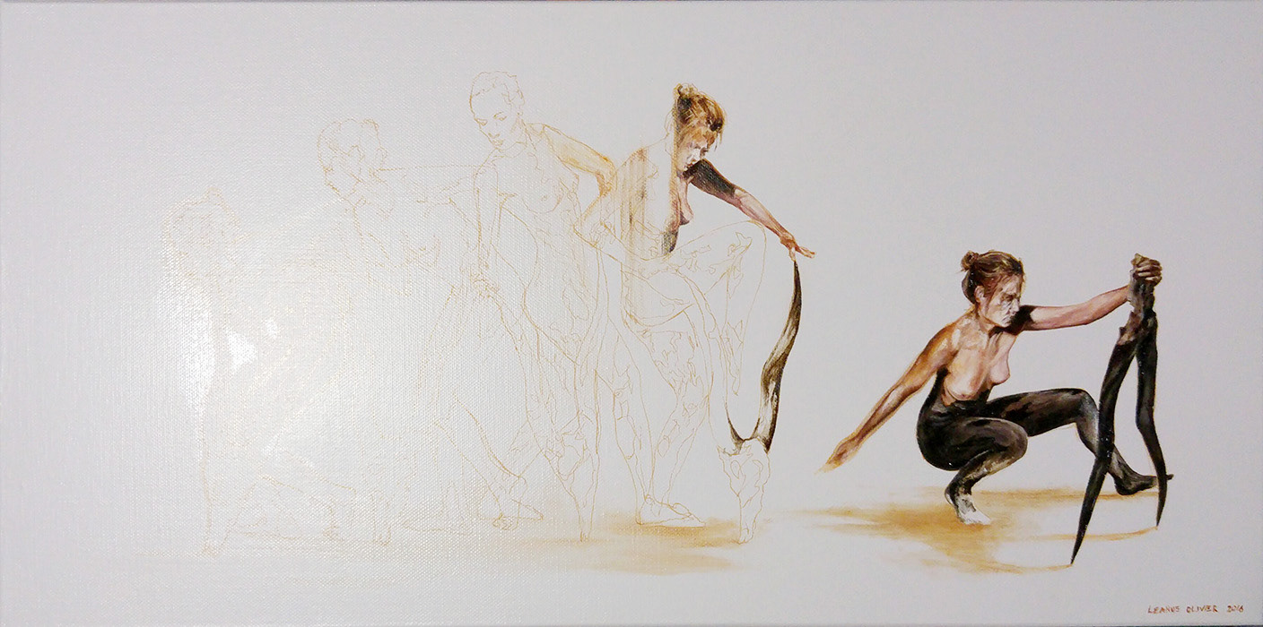 Leanne Olivier_Liminal theatre i_2016_60x30.5cm_Oil paint & pigment ink on canvas