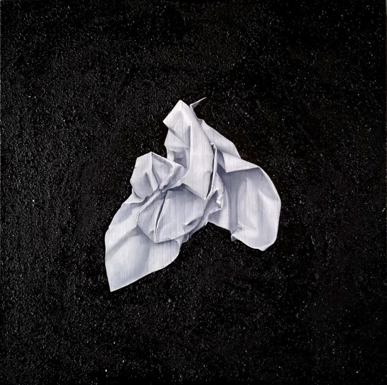 Leanne Olivier_Sermo ii_2022_30.5x30.5cm_Oil, Charcoal & Mica on Wood.