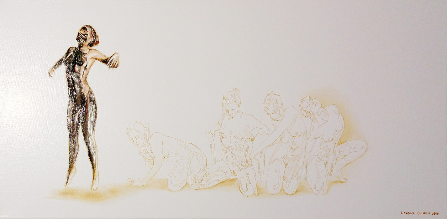 Leanne Olivier_Liminal theatre ii_2016_60x30.5cm_Oil paint & pigment ink on canvas