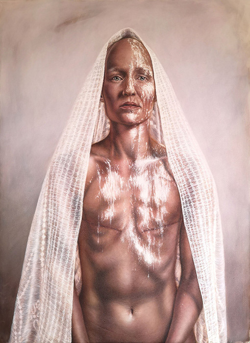 Leanne Olivier_Portrait of Philé_2021_160x110cm_Hematite & Oil on canvas