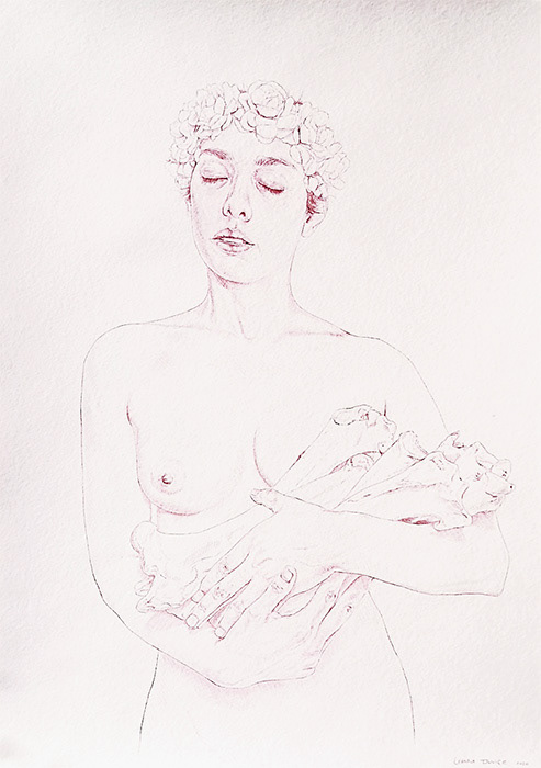 Leanne Olivier_Study bone bouquet_2020_94x68cm_Burnt carmine pigment pencil on hahnemuhle.