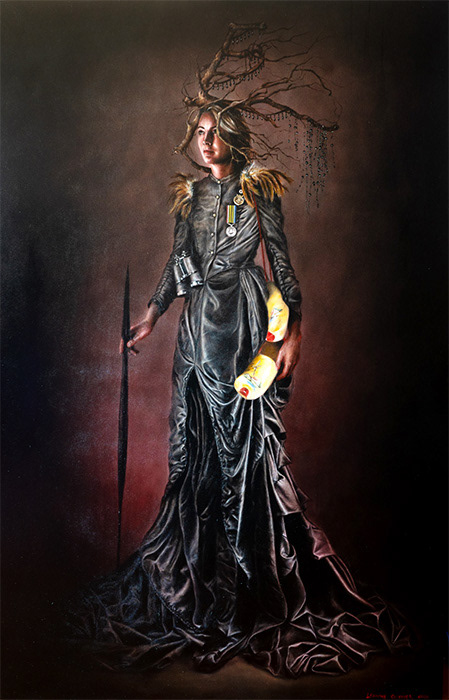Leanne Olivier_She returns_2020_200x130cm_Hematite & Oil on canvas