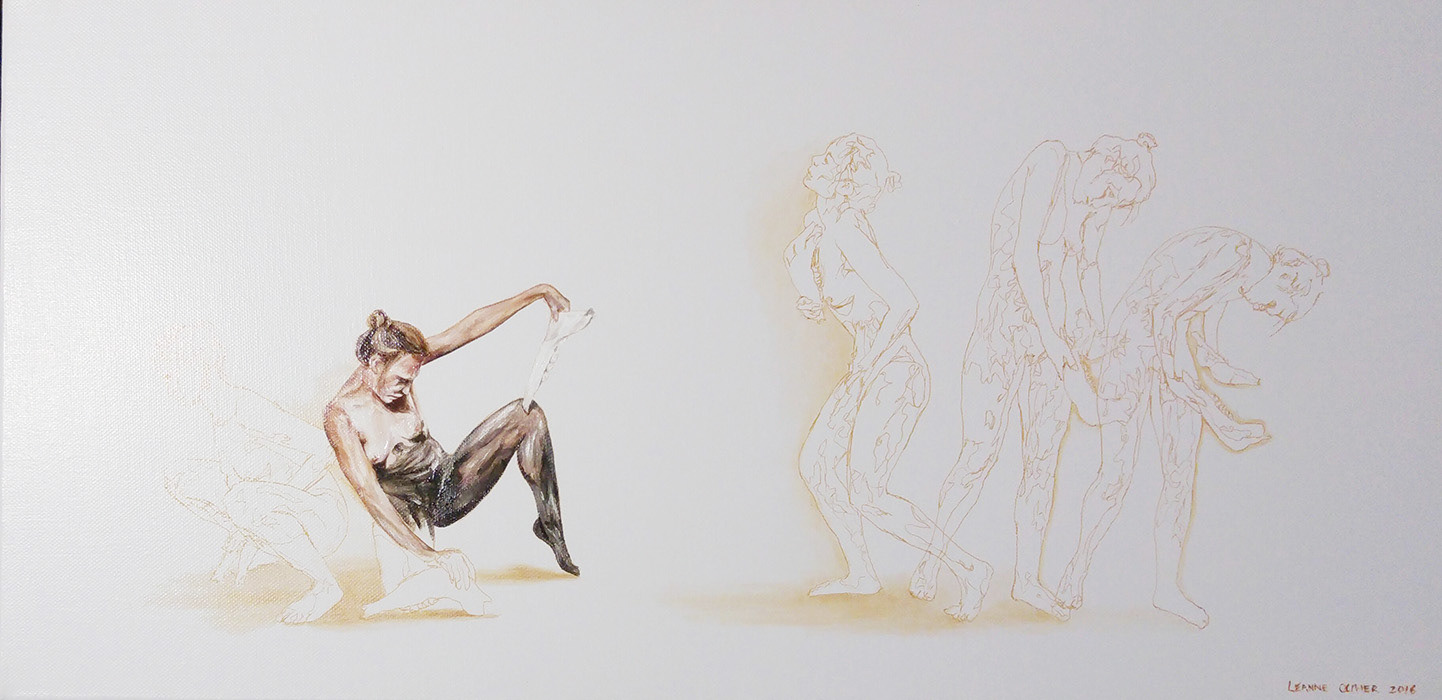 Leanne Olivier_Liminal theatre iii_2016_60x30.5cm_Oil paint & pigment ink on canvas